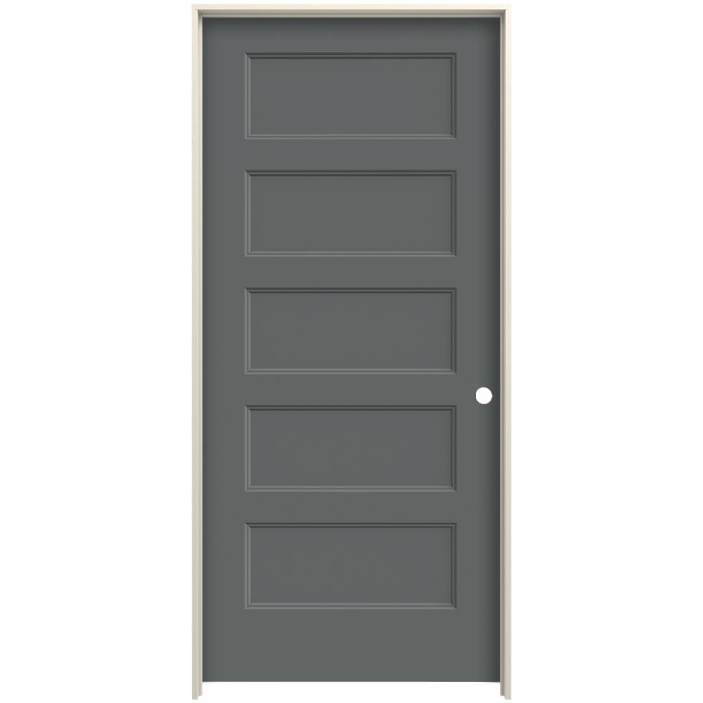 JELD-WEN LOWOLJW226200358 32-in x 80-in Granite Solid Core 5-panel Equal Left Hand Smooth Prefinished Molded Composite Flat Jamb Single Prehung Interior Door