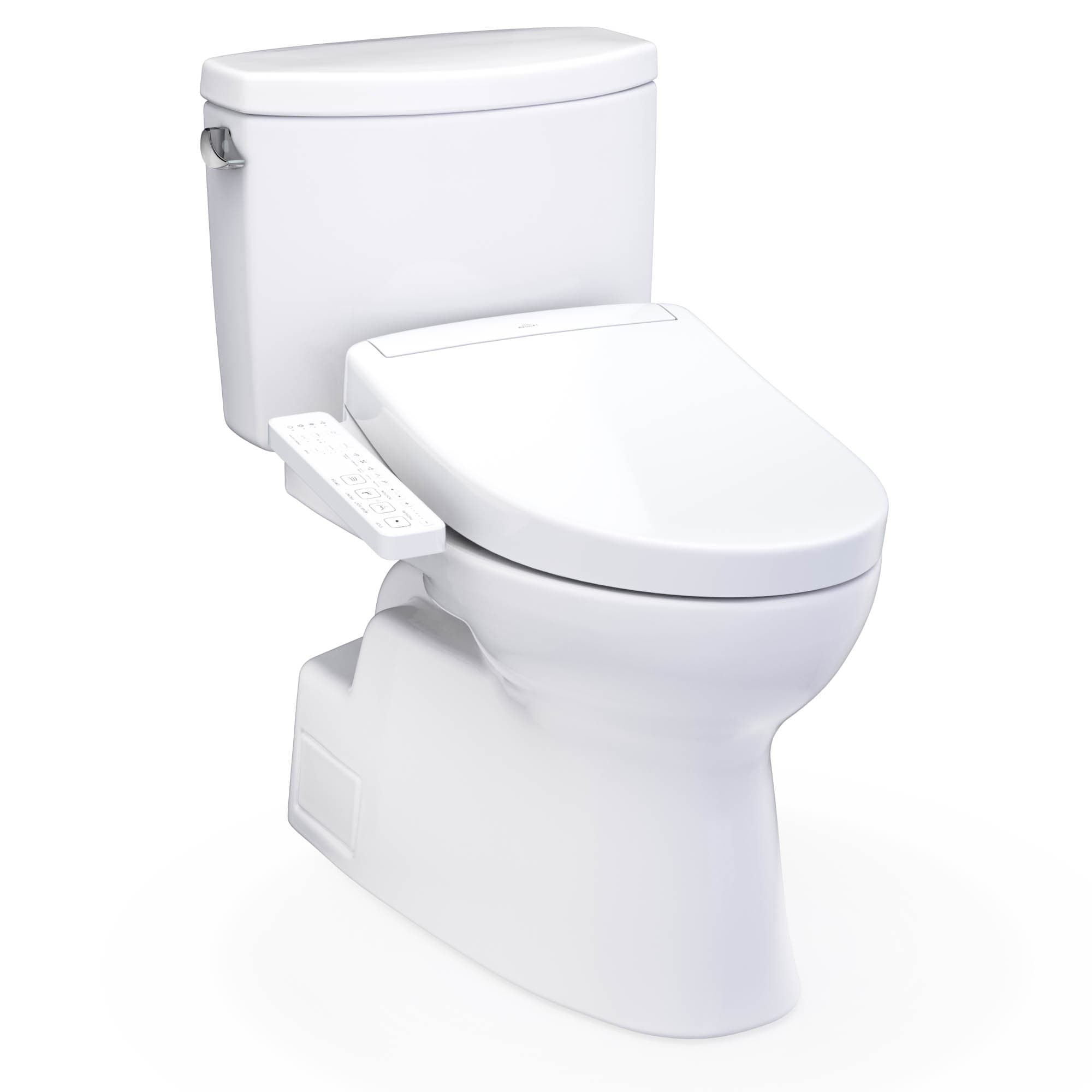 TOTO WASHLET+ Cotton White Elongated Standard height 12-in Rough-In WaterSense 1.28 GPF Soft Close 2-piece Bidet Function Toilet