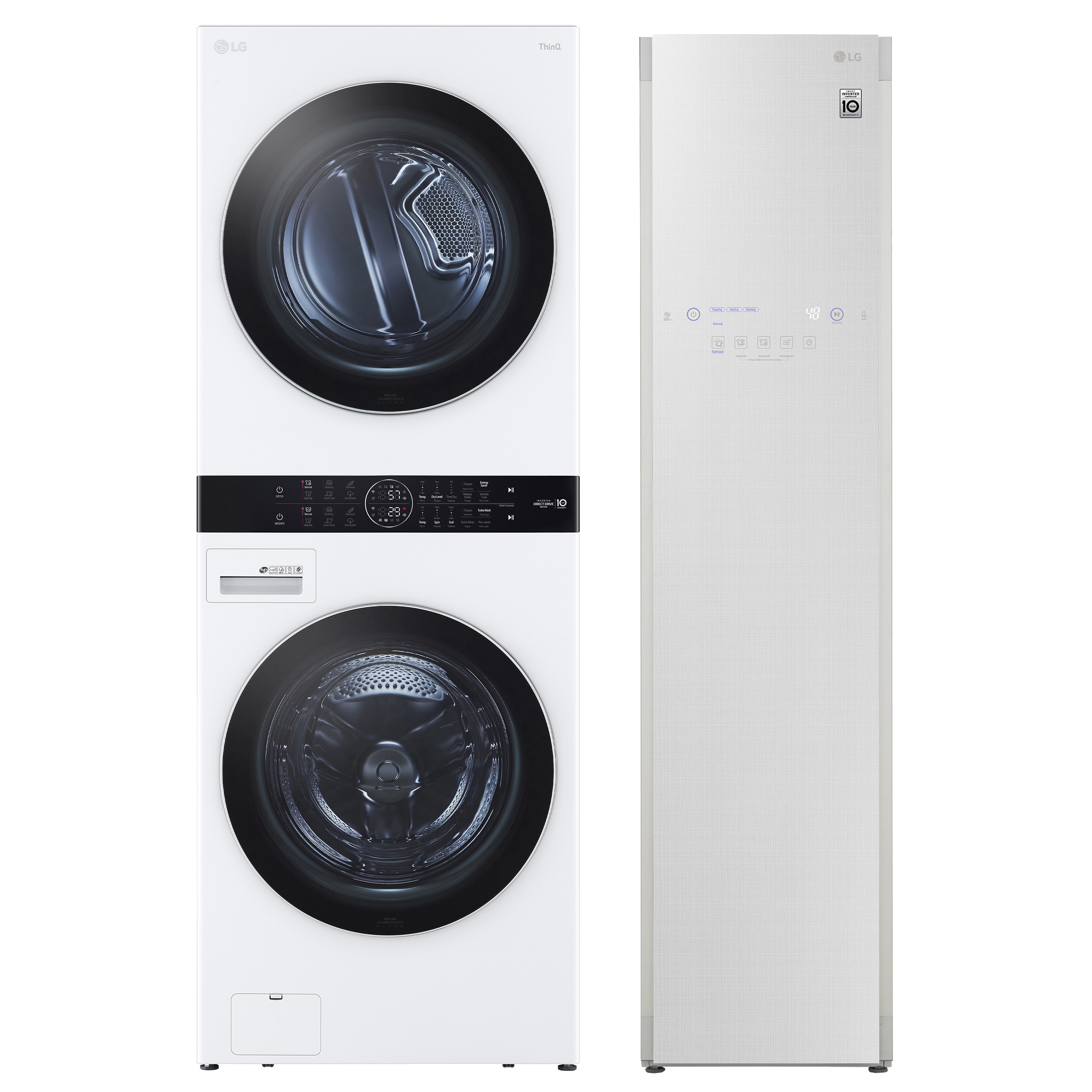 & Dryer Steam Washtower Shop Unit Center White with at Control LG Washer Single Care system Styler