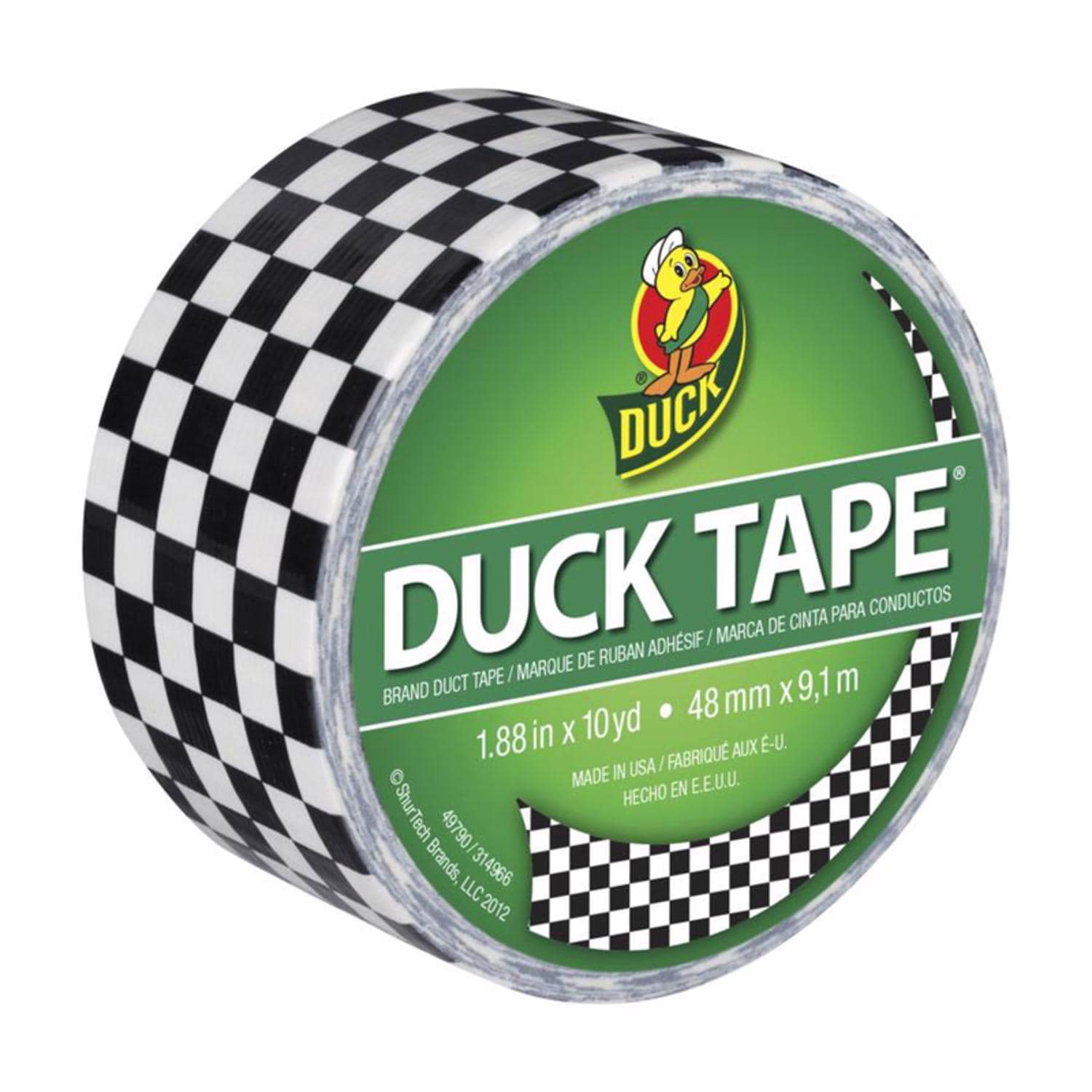 Duck 1 88 in W X 10 yd L Black White Checker Duct Tape #EJD4486676