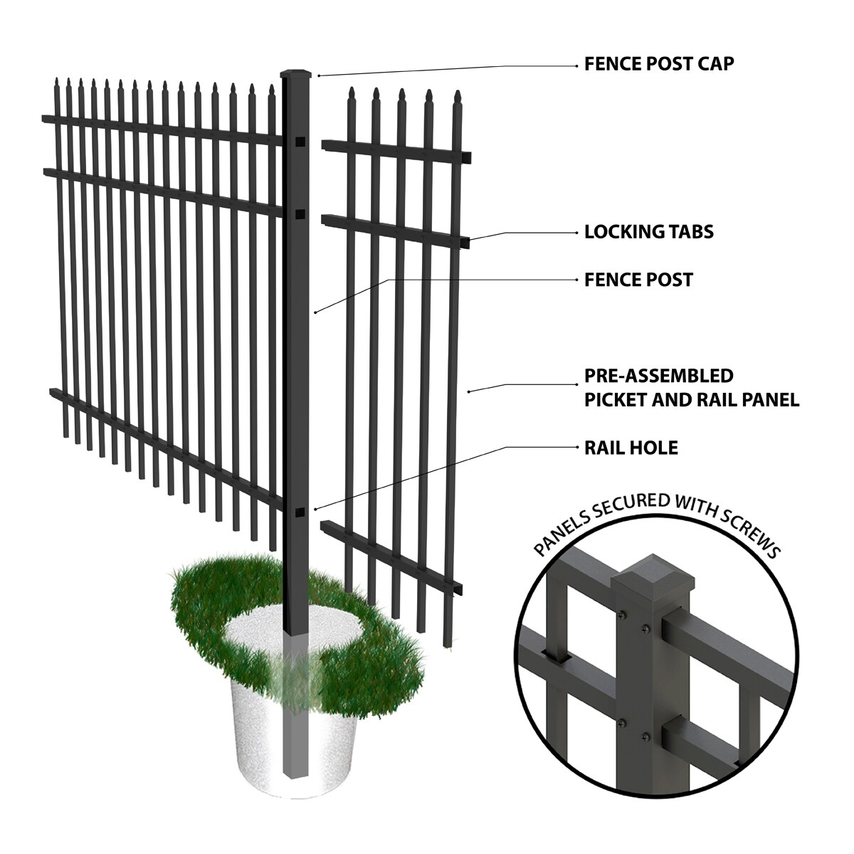 Ironcraft Orleans 4-ft H X 6-ft W Black Powder-coated Aluminum Split ...