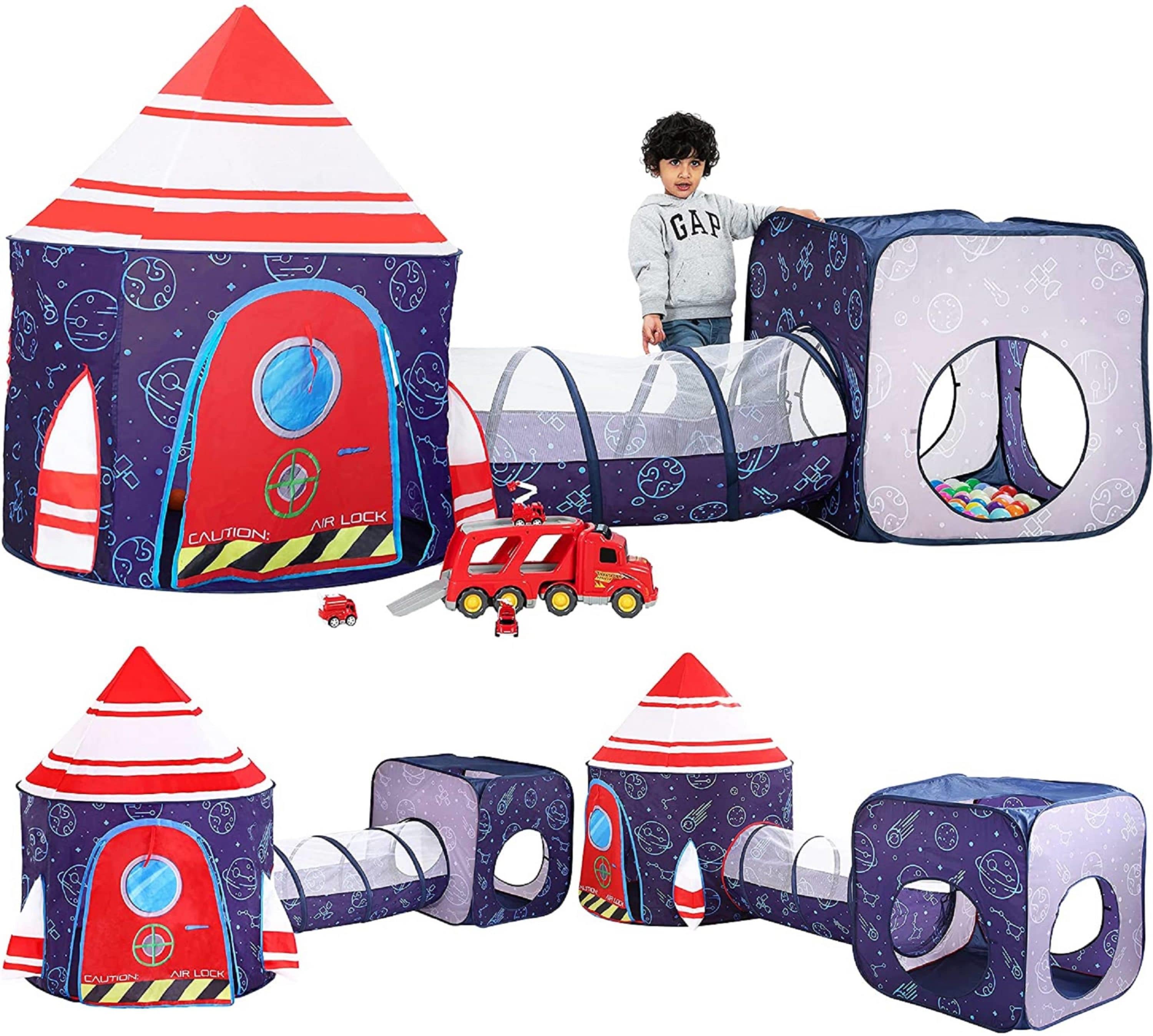 Joyin Rocket Play Tent Set with Tunnel and Cube - Easy Assembly -  Indoor/Outdoor Playhouse for Kids - Safe and Durable - Includes Carry Tote  in the Playhouses department at