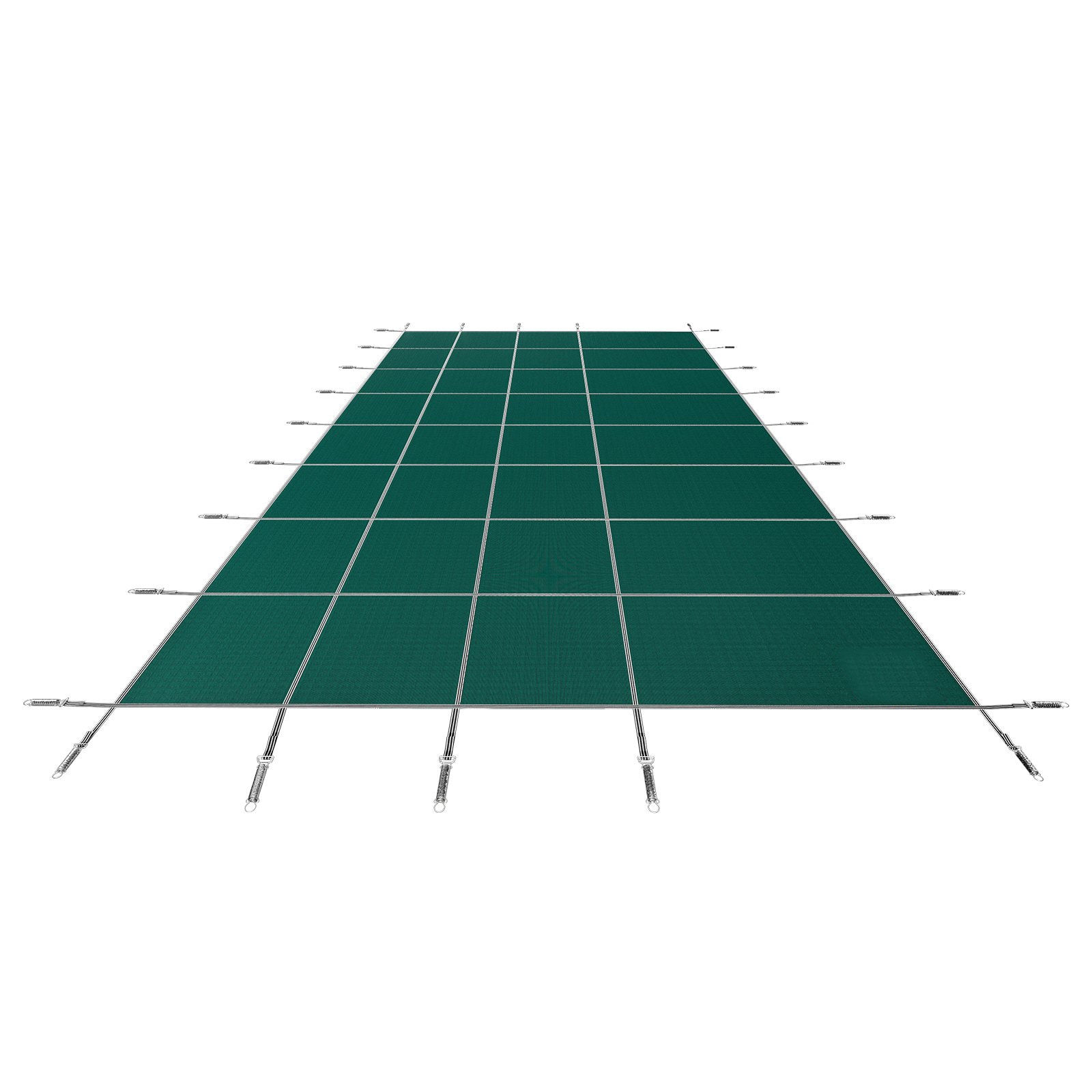 Slickblue 16 ft x 30 ft/20 ft x 42 ft Polypropylene Mesh Pool Safety Green Cover for Rectangular In-Ground Pools with Right-Side Step