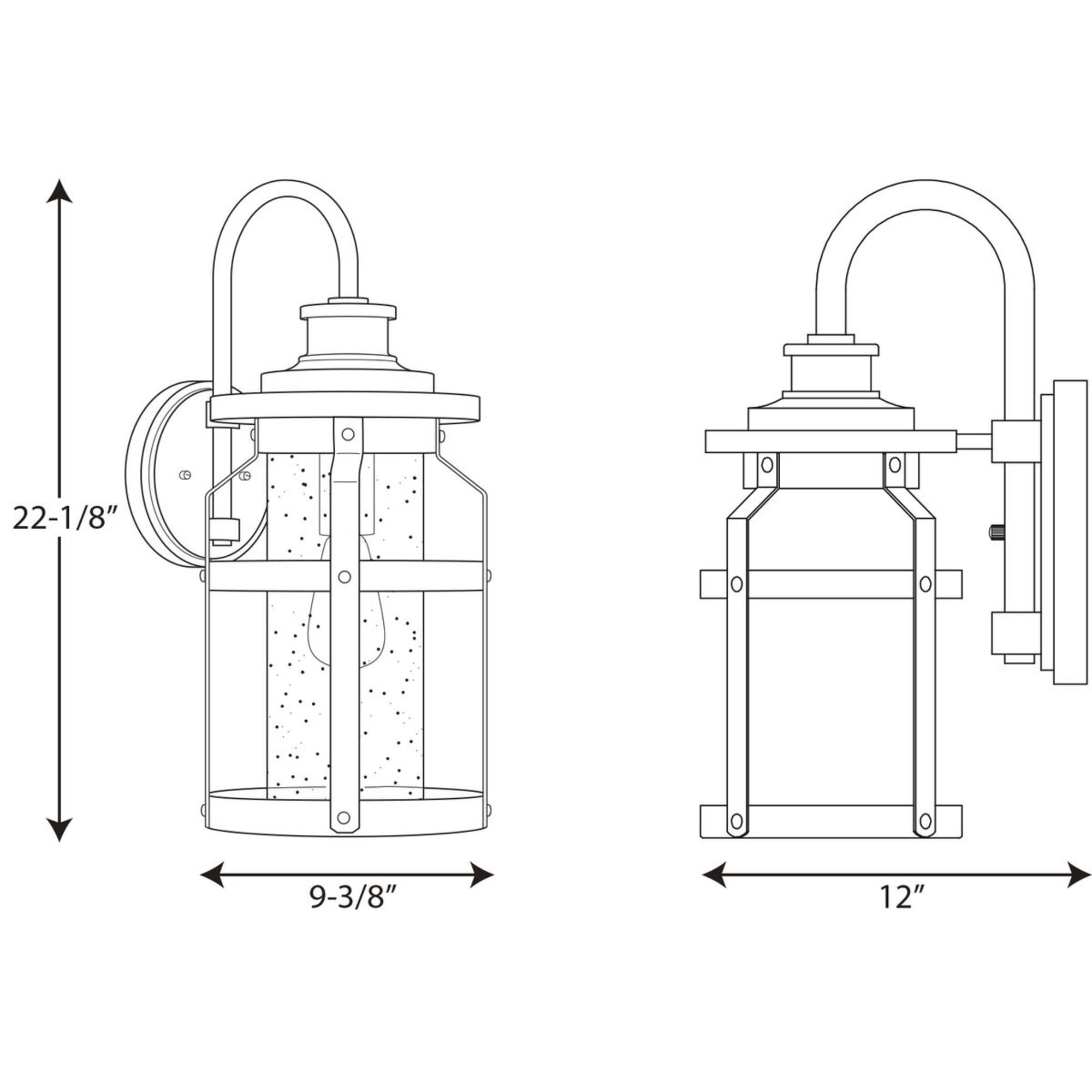 Haslett Black Steel Outdoor Wall Lantern with Seeded Glass