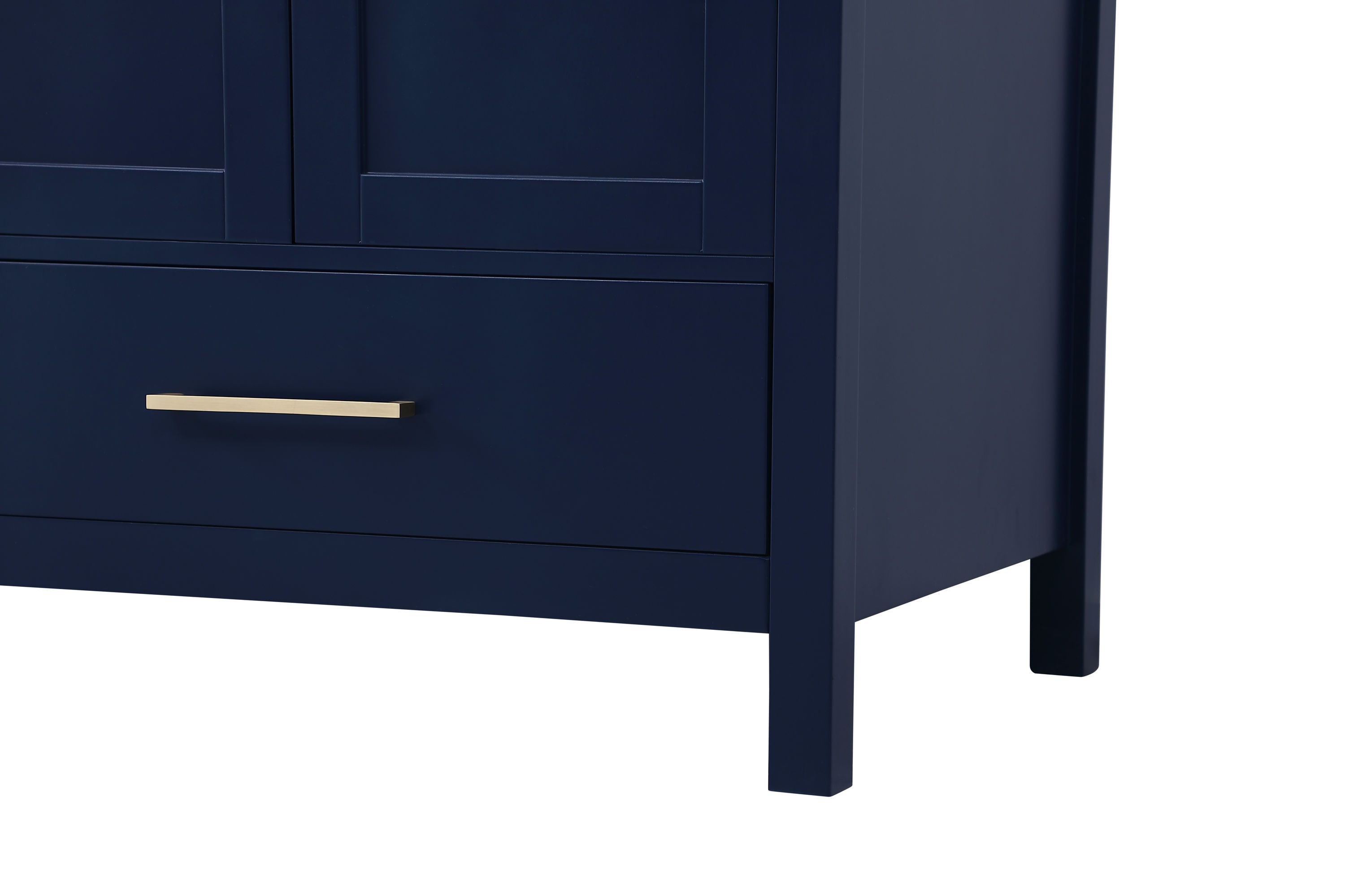 Blue and Gold 72" Double Bathroom Vanity with Calacatta White Countertop