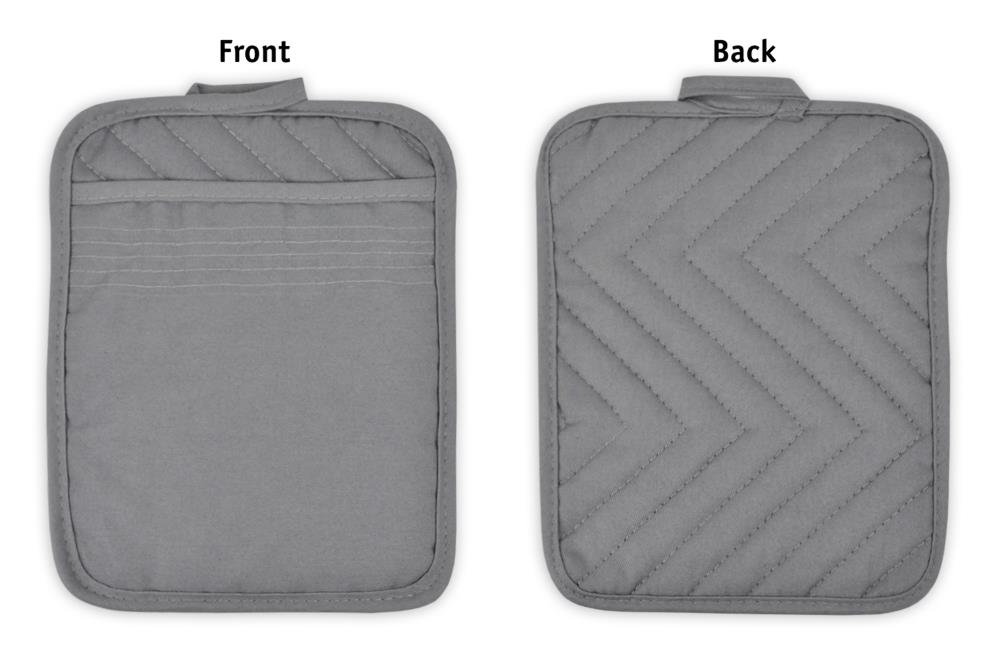 Pocket Potholder Gray 3 Piece DII Heat Resistant Quilted Cotton 7x9 