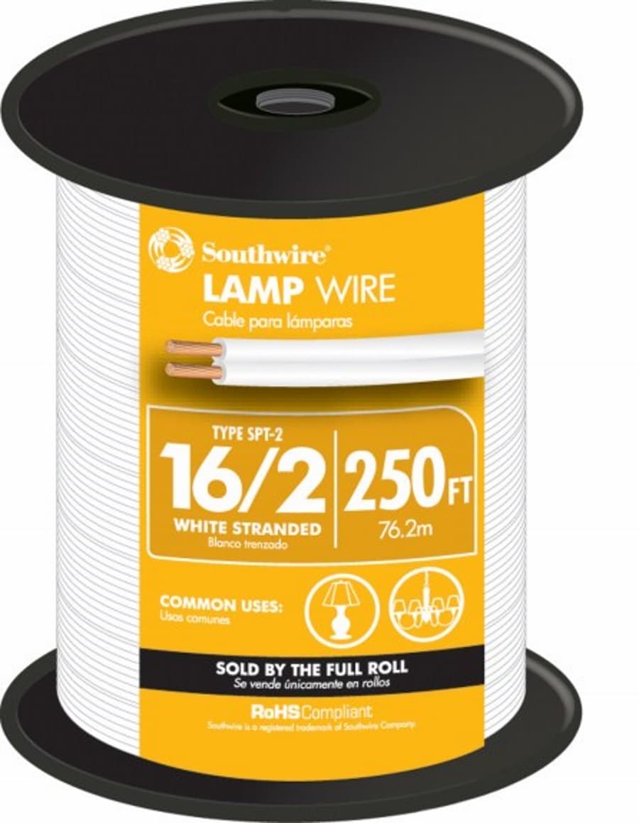 Southwire 55682144 250-ft 16/2 White Stranded Lamp Cord