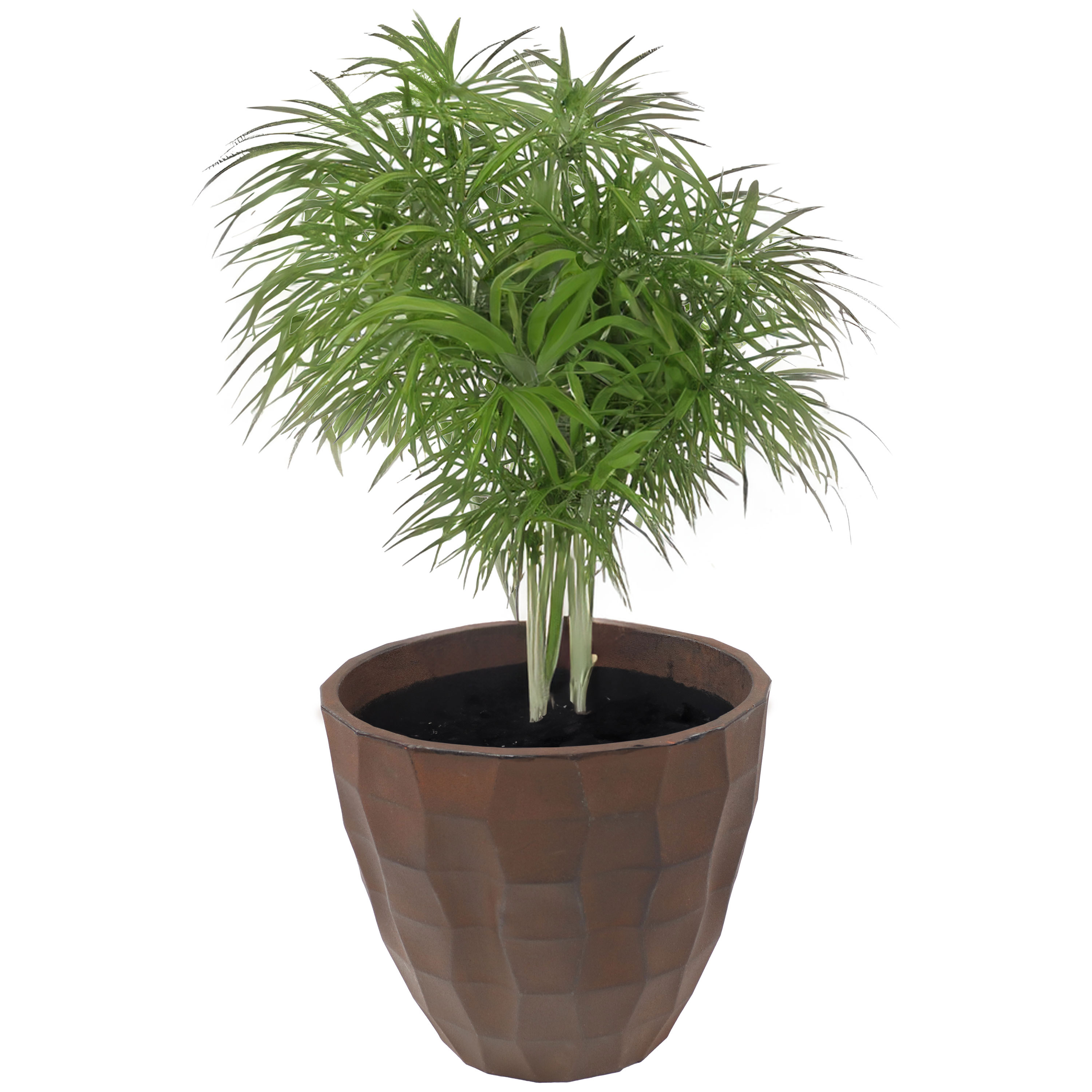 Sunnydaze Decor DG-946 Round 9.0-in W x 14-in H x 9-in D Brown Resin Indoor/Outdoor Planter