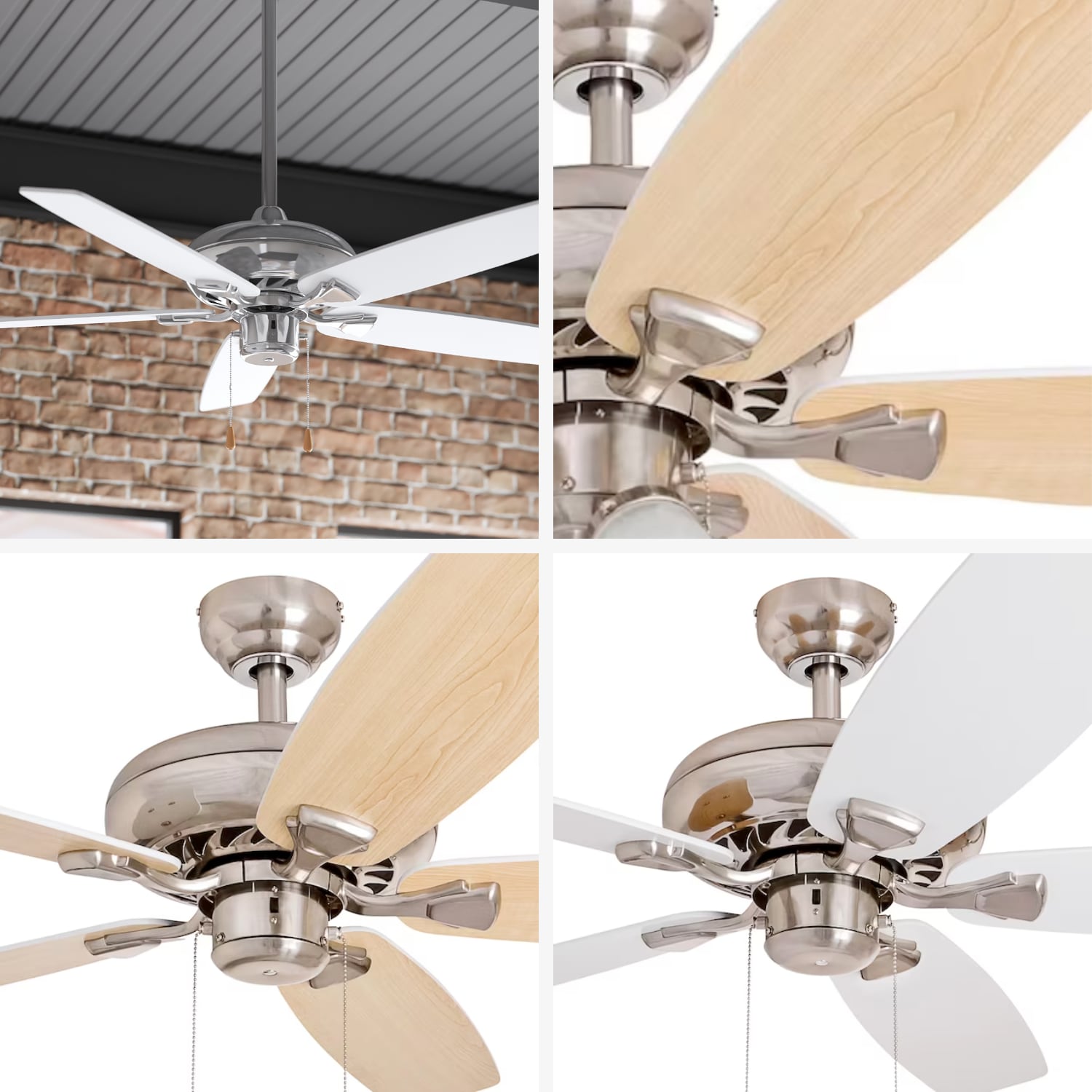 Harbor Breeze Houghton 52-in Brushed Nickel Indoor Ceiling Fan Light ...