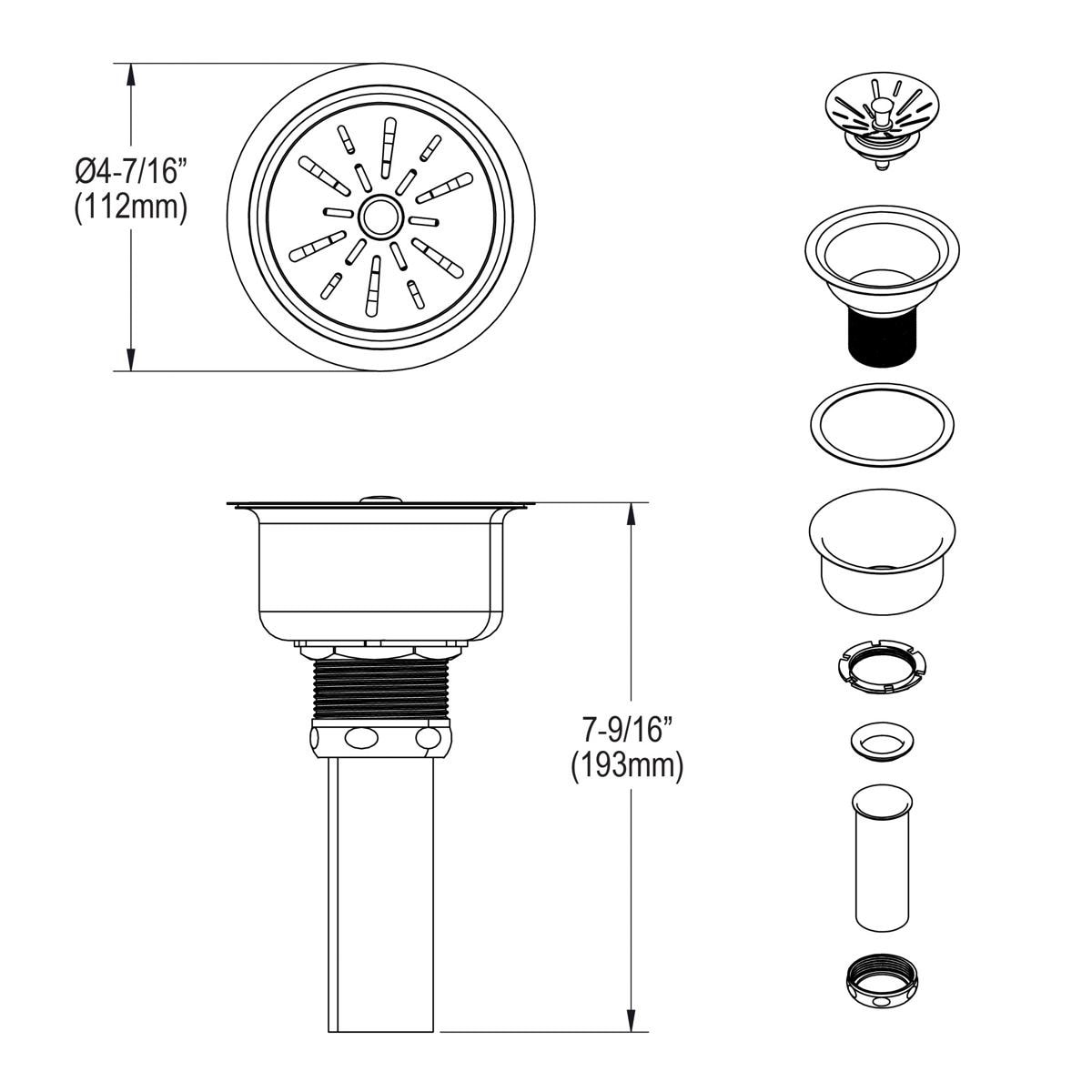 Elkay 4.5-in Chrome Stainless Steel Strainer with Tailpipe Included ...