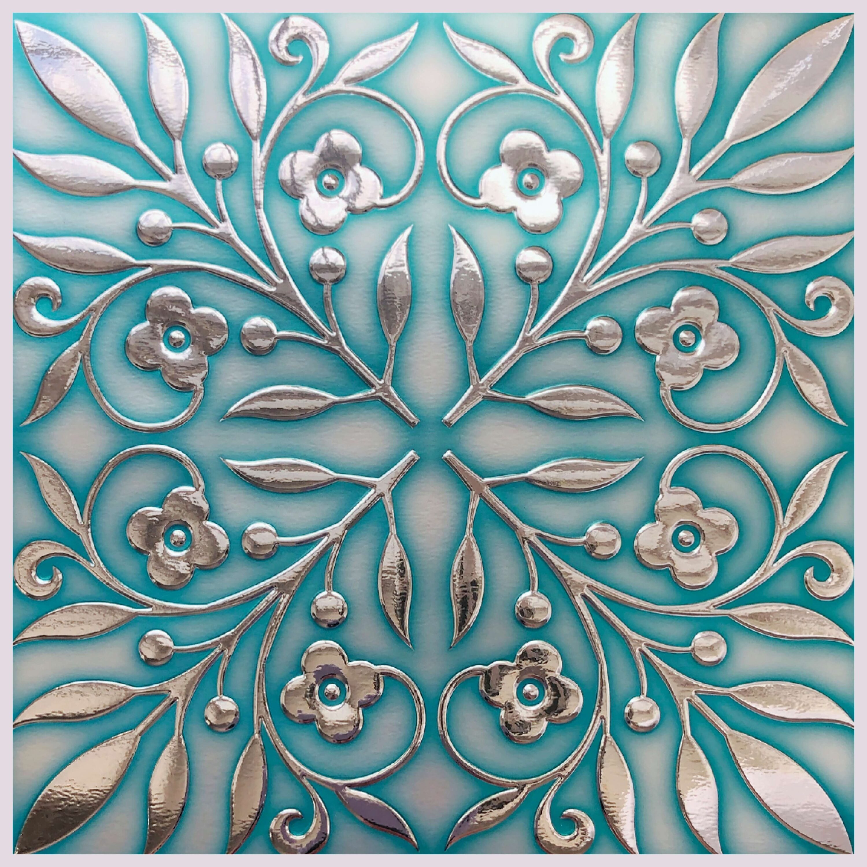 Main Street Creations MSWT033658-24 10.67-Sq. Feet Teal Paper Textured Floral Self-adhesive Peel and Stick Wallpaper