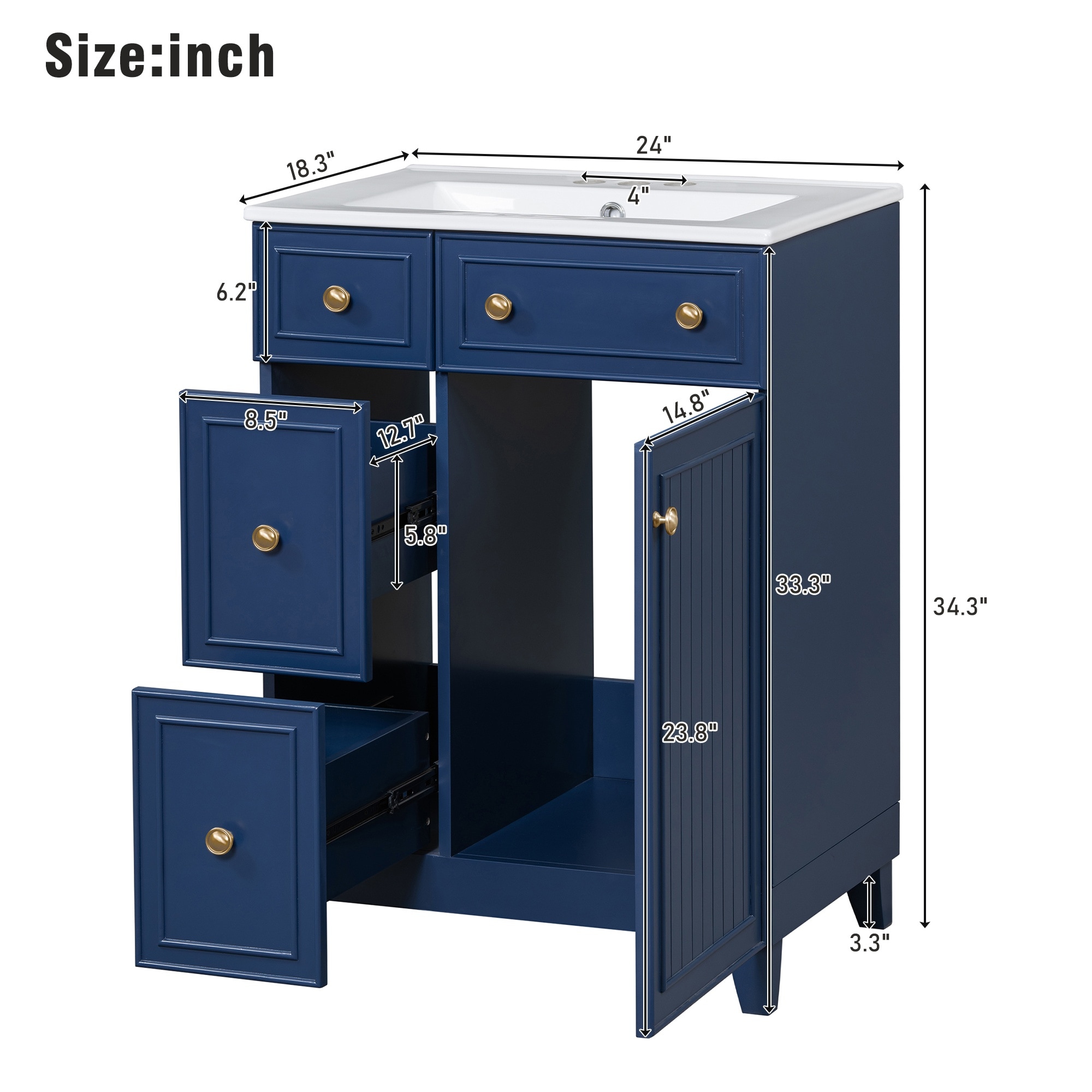 Homy Casa BVZC-W24-BL Bath-Vanity-Combo - View #2