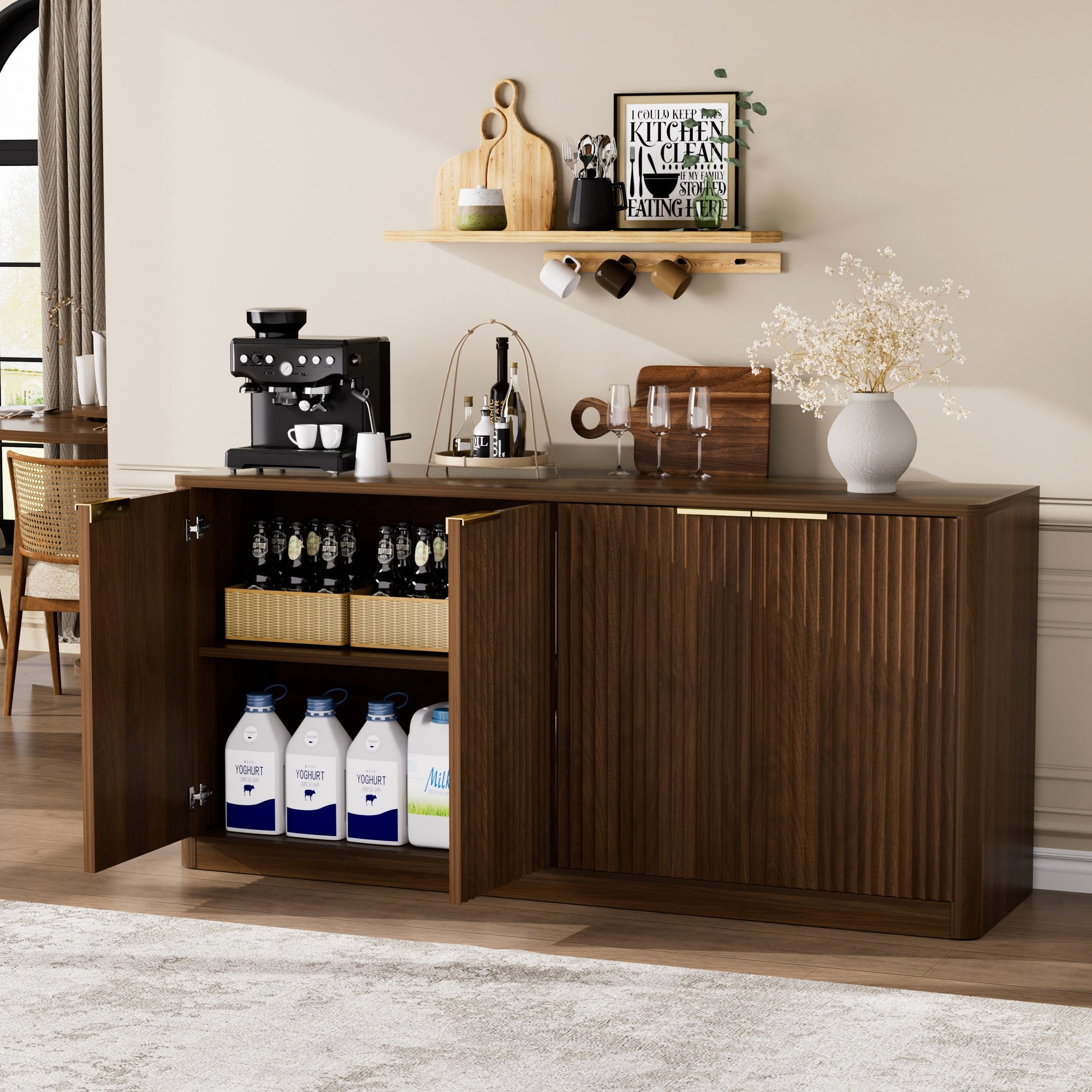 HyperDrop Cart 59-in L x 15.7-in W x 27.7-in H Walnut Wood Wavy ...