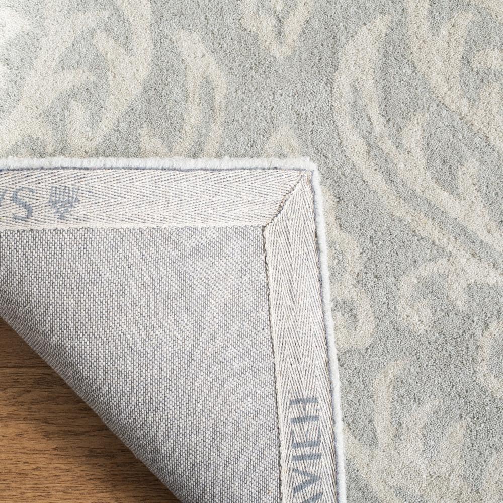Hand-Tufted Silver Ivory Square Wool-Blend 6' Rug