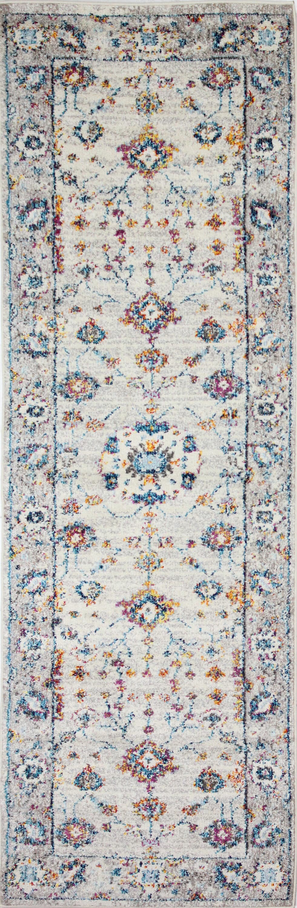 Bashian 649652297408 3 X 8 (ft) Ivory Indoor Floral/Botanical Oriental Runner Rug
