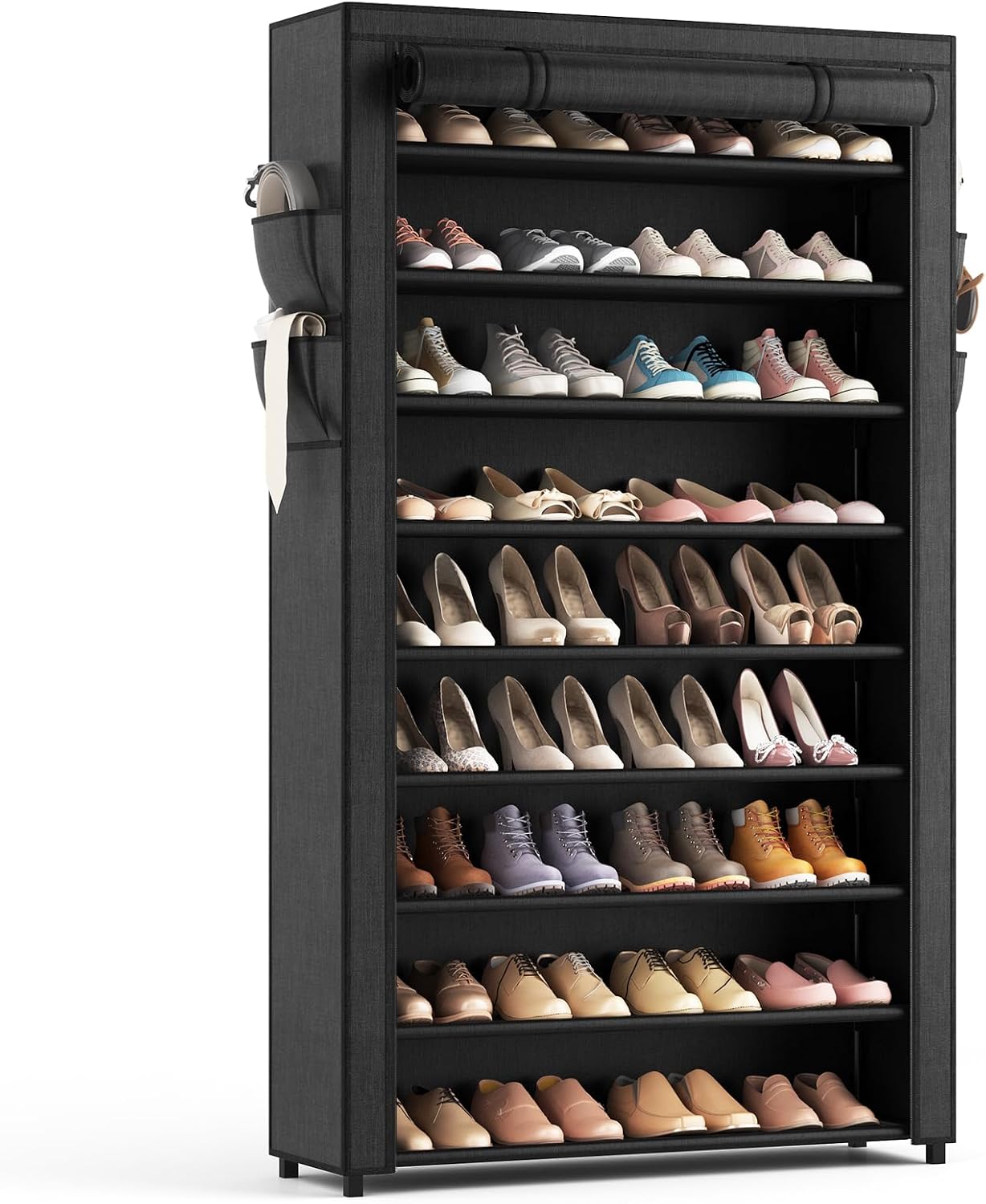 KIWDZFU  10 Tier Shoe Rack with Covers Large Capacity Vertical Shoe Storage Organizer for Closet Entryway Dorm Bedroom durable home and garden