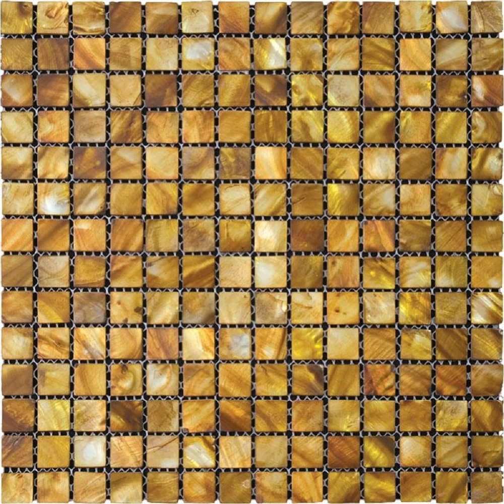 Apollo Tile APLSMA88001ASAMPLE Sample- Wall Gold Natural Shells 4-in x 4-in Polished Patterned Wall Tile