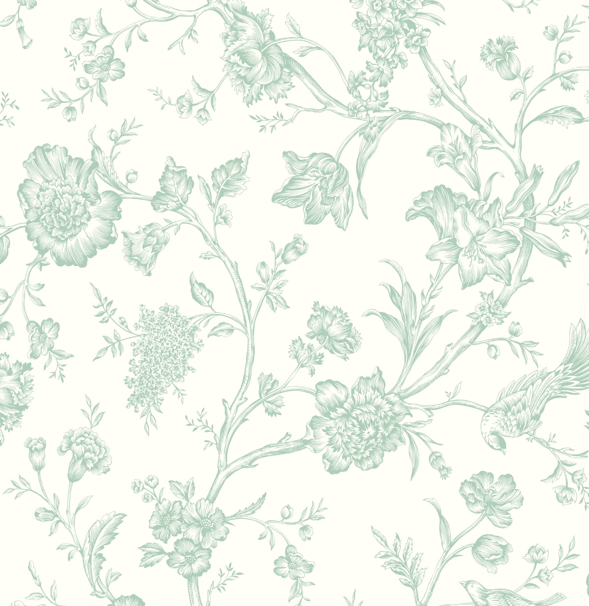 NextWall NW43404 40.5-Sq. Feet Seaglass Vinyl Chinoiserie Self-adhesive Peel and Stick Wallpaper