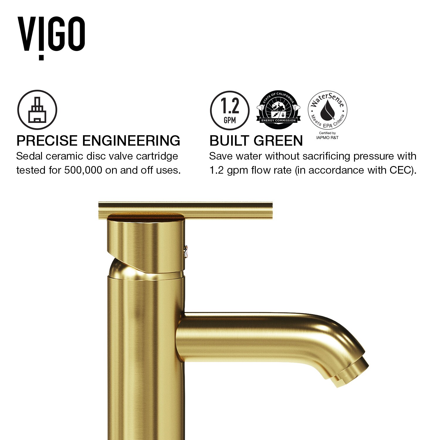 VIGO Seville Matte Gold 1-handle Vessel WaterSense Low-arc Bathroom Sink Faucet