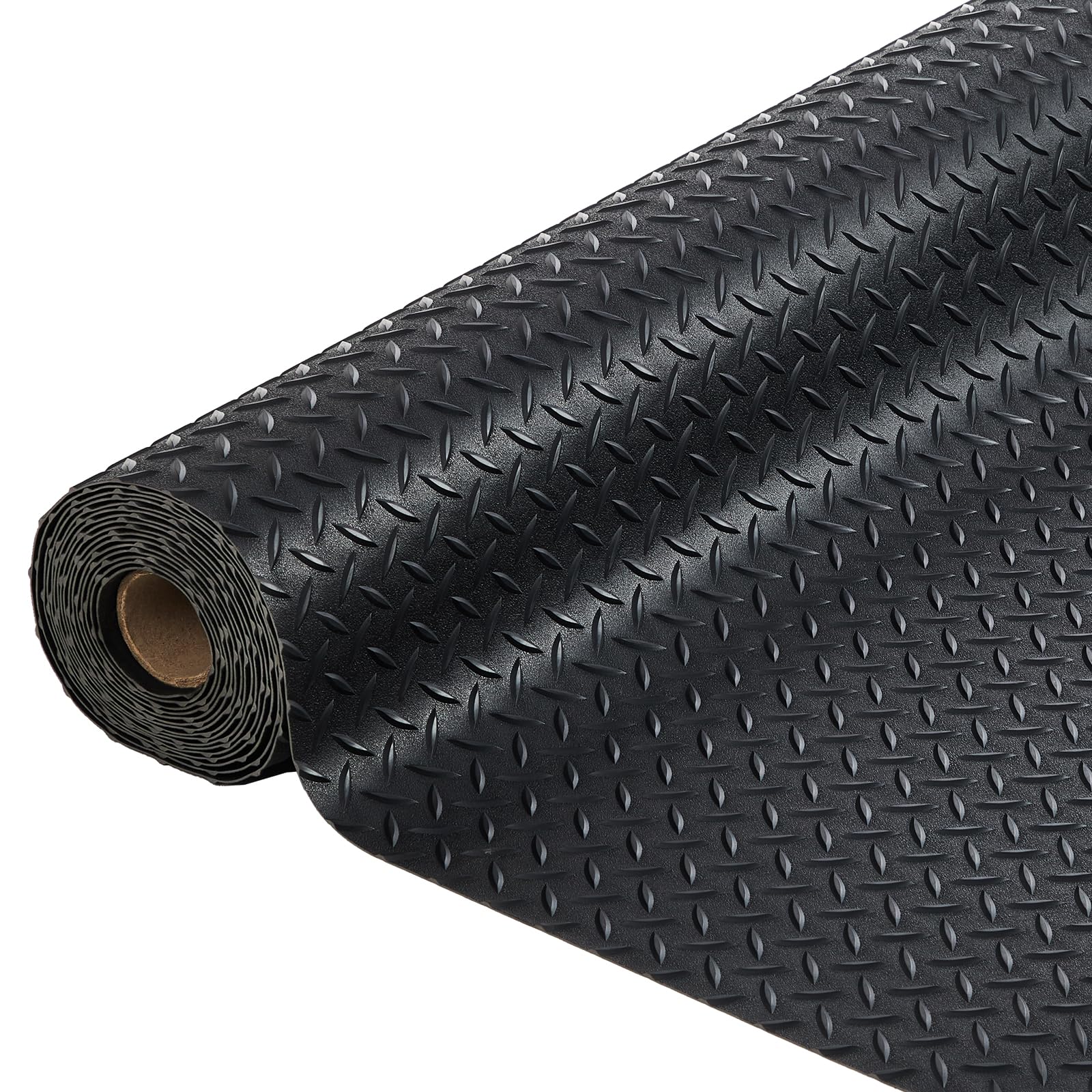 Garvee 4x6 ft Garage Floor Mat 2.8mm Thickened Diamond Plate PVC Rubber Non Slip Floor Protector for Garage Warehouse Gyms Trailer SUV