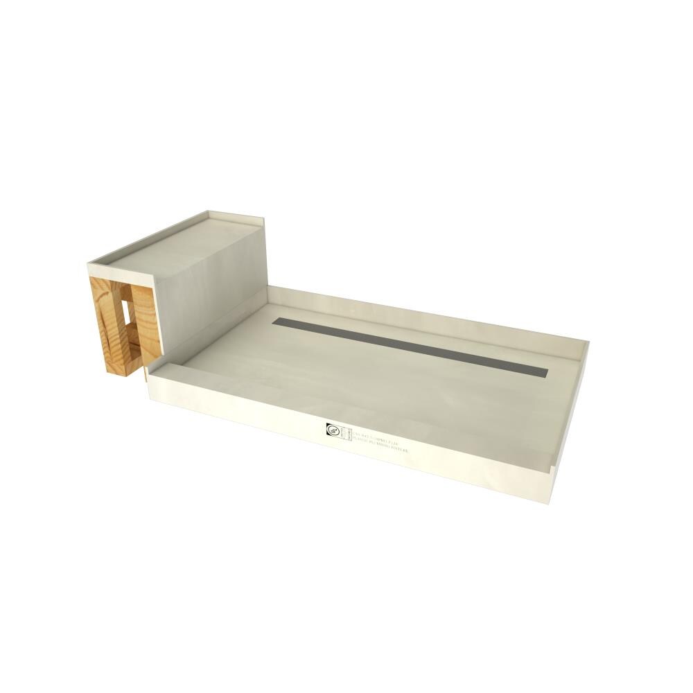 Tile Redi RT3448B-TT-RB34-KIT 34-in W x 60-in L x 17.75-in H Made For Tile Rectangle Shower Pan Base (Back Drain) With Integrated Seat