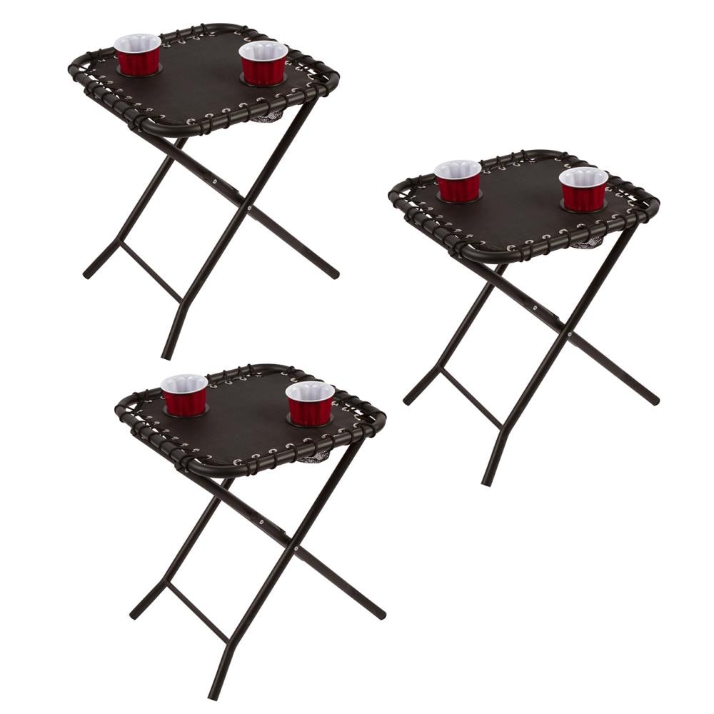 Trademark Innovations TBLE-MESH-BL-3X 17.4-in Black wood Square Folding Picnic Table
