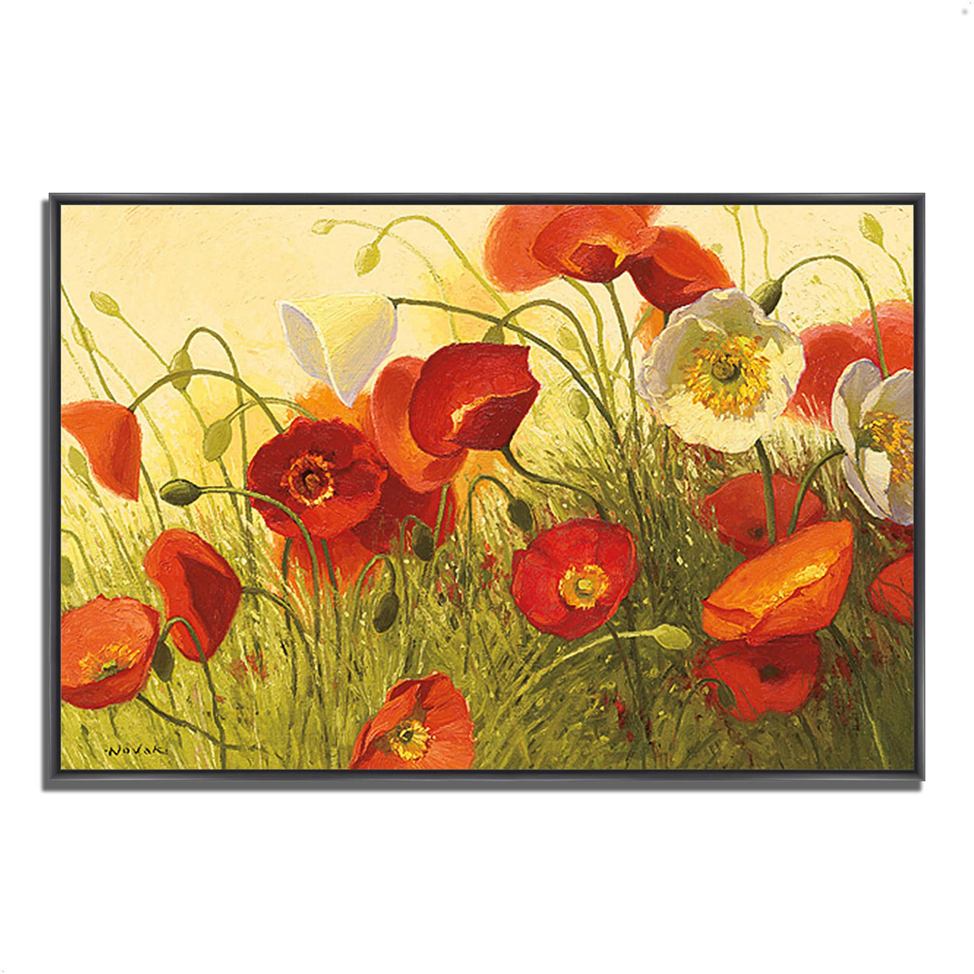 Tangletown Fine Art 64736-5738P126 Havin A Heat Wave Shirley Novak Black Wood Framed 40-in H x 59-in W Floral Print on Canvas
