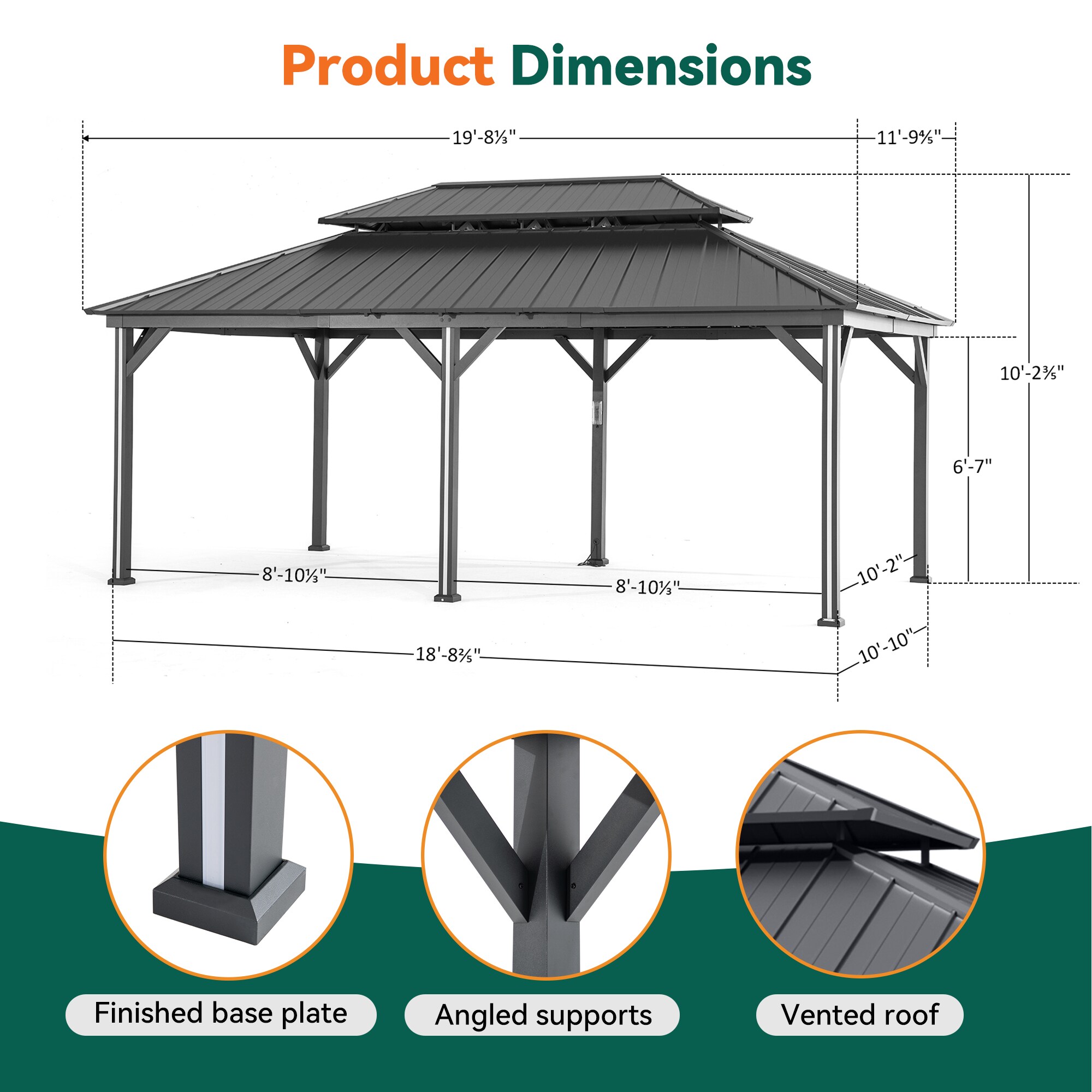 ELEVATE OUTDOORS IG10600042-1220N Wood-Resin-Gazebos - View #3