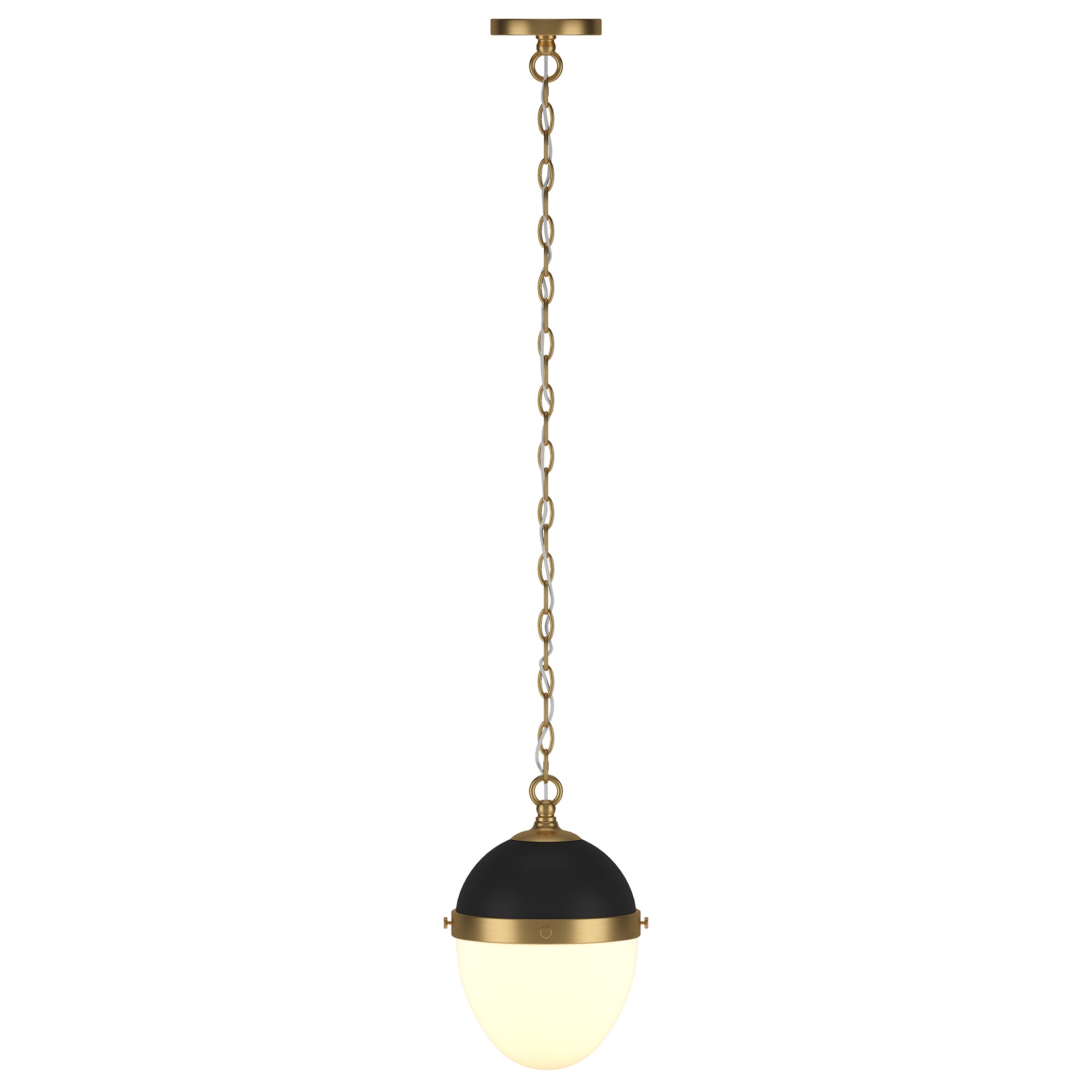 Aurelia Blackened Bronze and Brass Globe Pendant Light with White Milk Glass Shade