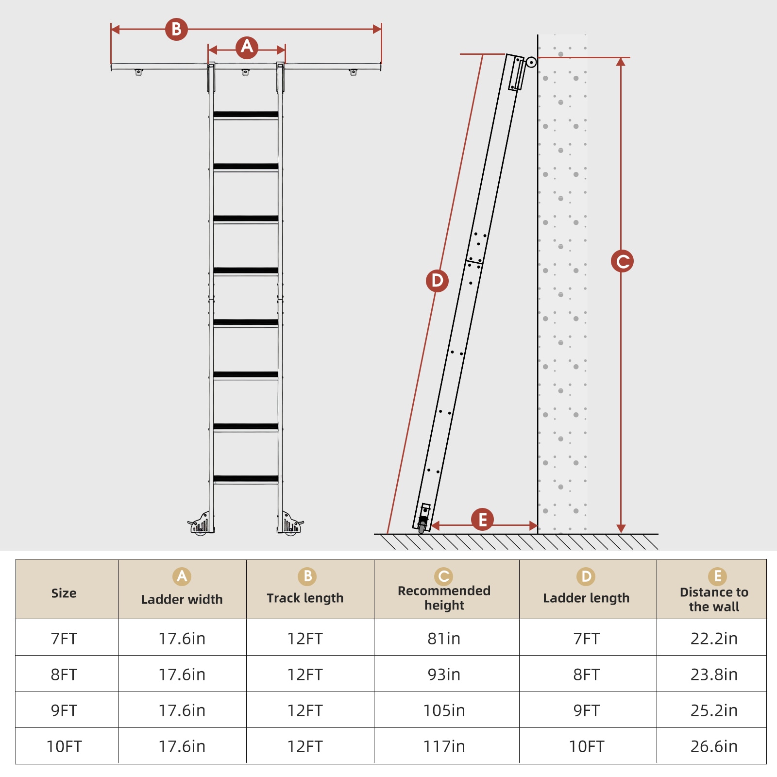 Fredbeck BJ-LD-AL-L01-10 Library-Ladders - View #4