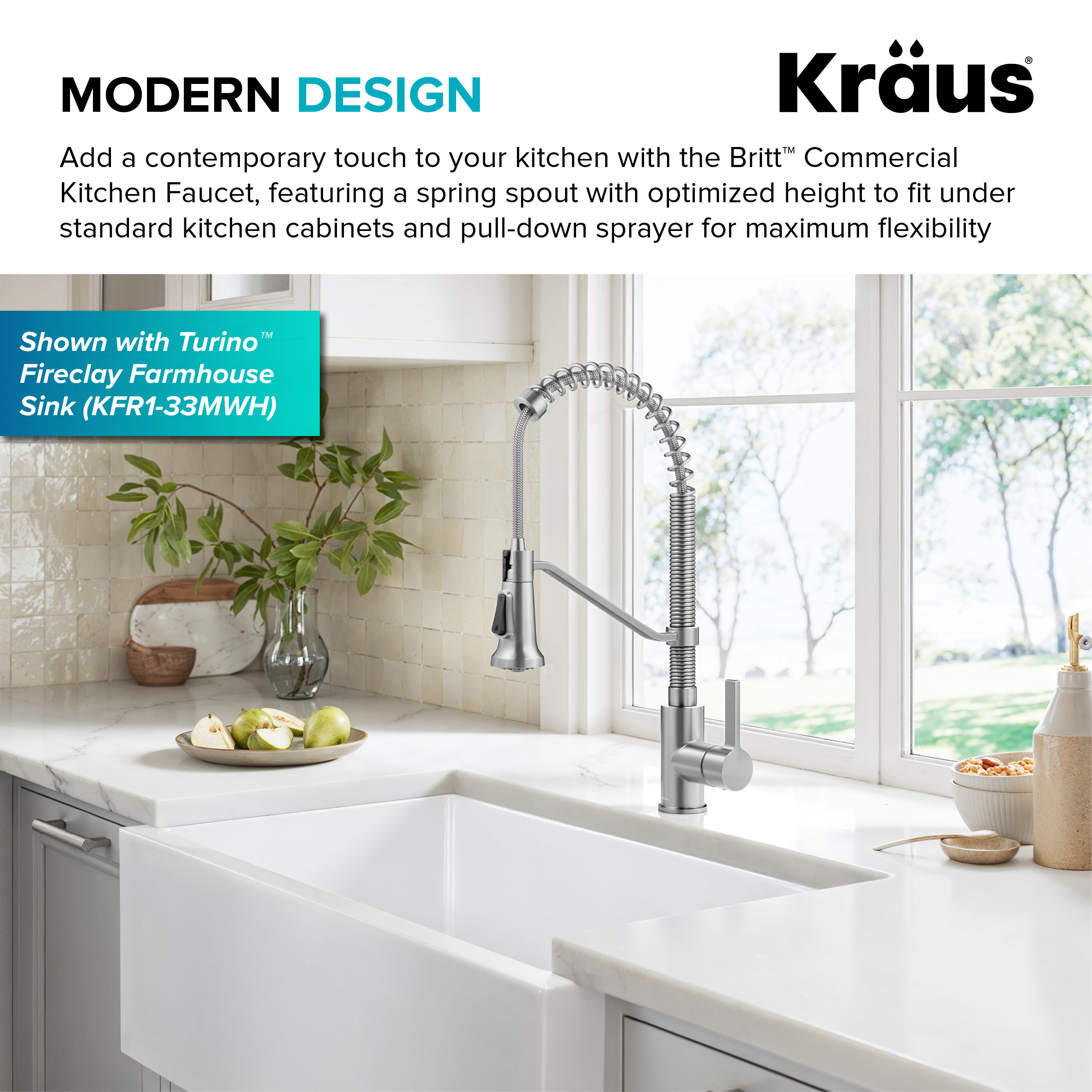 Britt Spot-Free Stainless Steel Commercial Style Pull-Down Kitchen Faucet