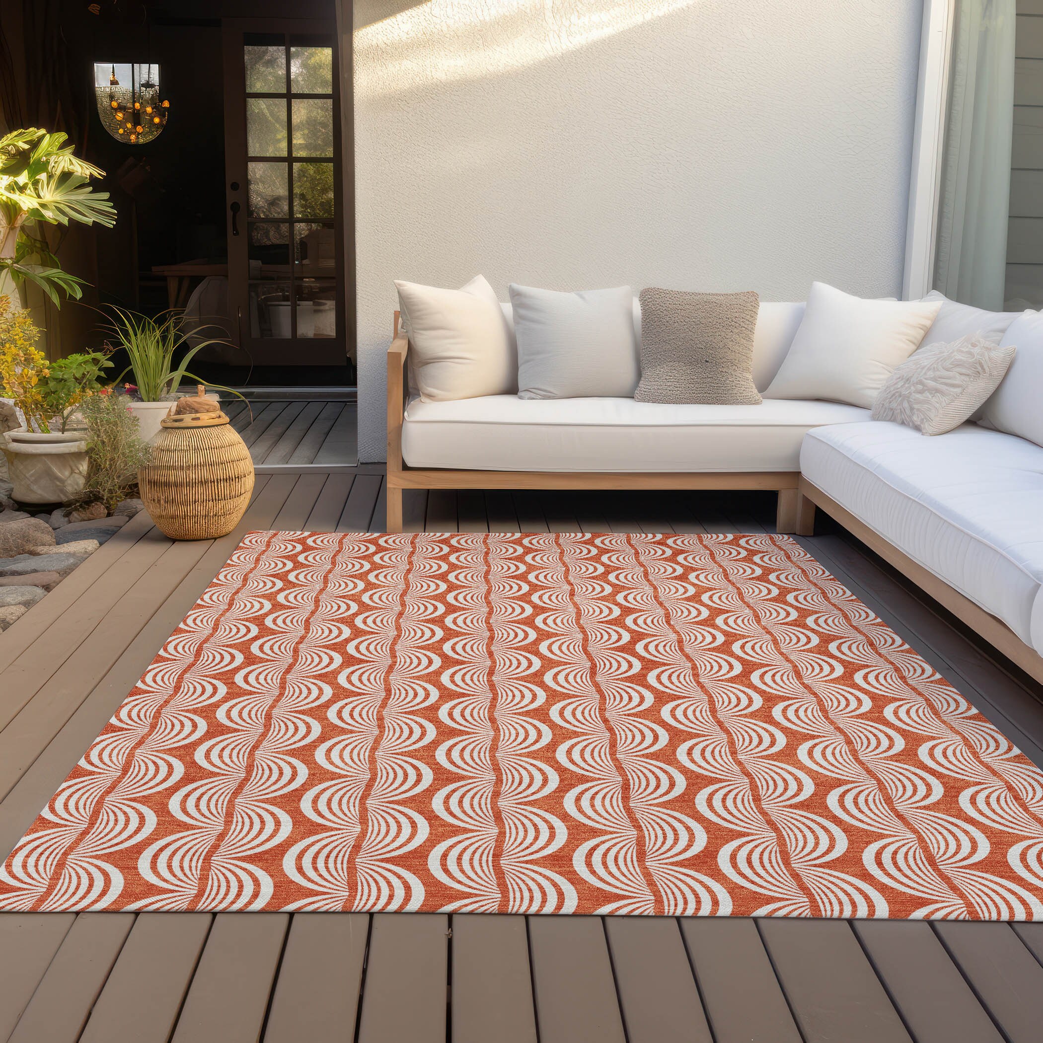 Coral Rectangular Machine Washable Indoor/Outdoor Rug - 2'6" x 3'10"