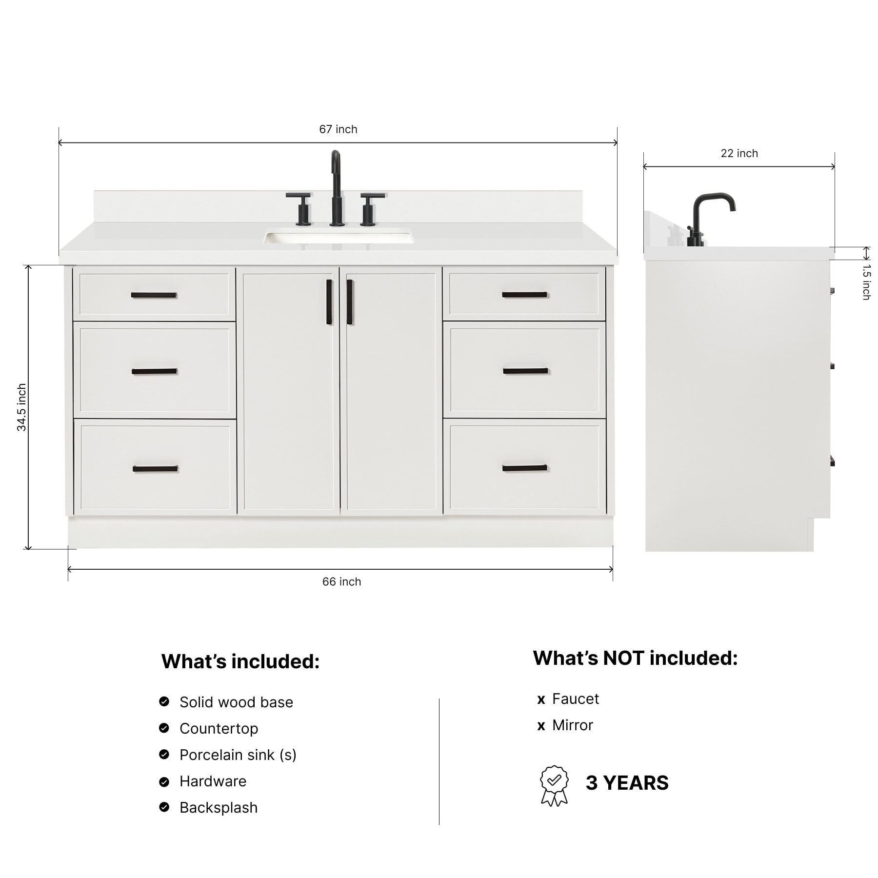 ARIEL K67WQRVOWHT Bath-Vanity-Combo - View #4