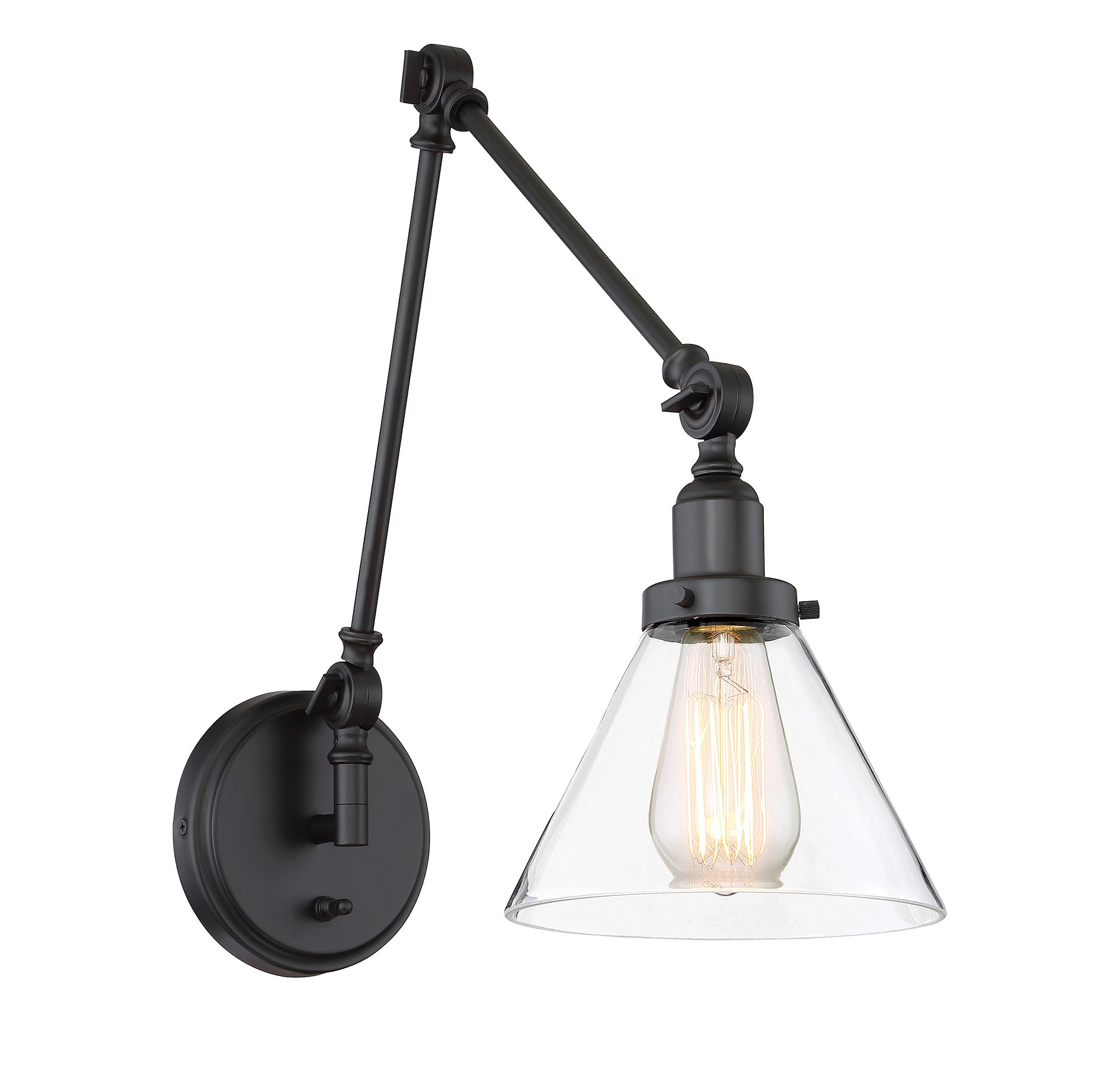 Drake English Bronze Adjustable Wall Sconce with Clear Glass Shade