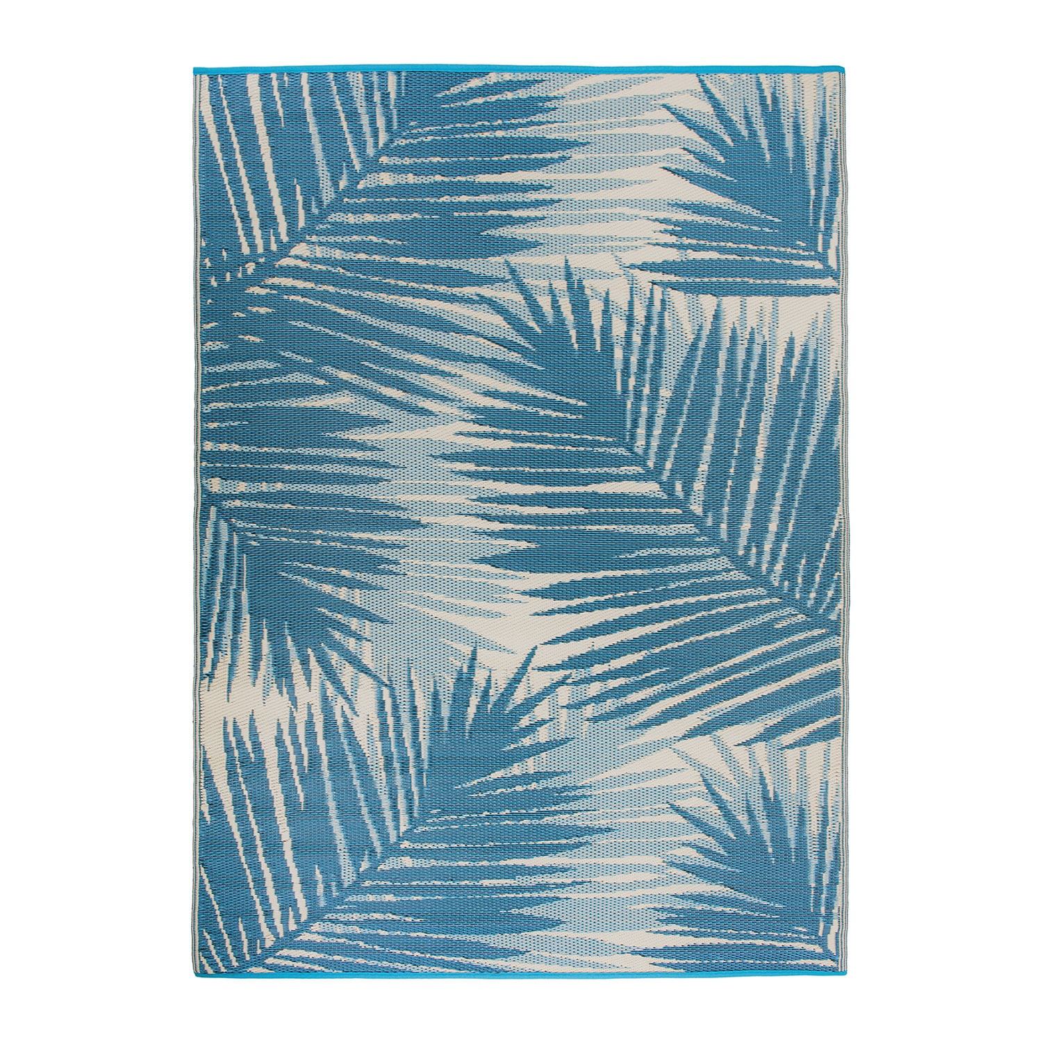 Tropical Blue Floral Reversible Synthetic Outdoor Area Rug