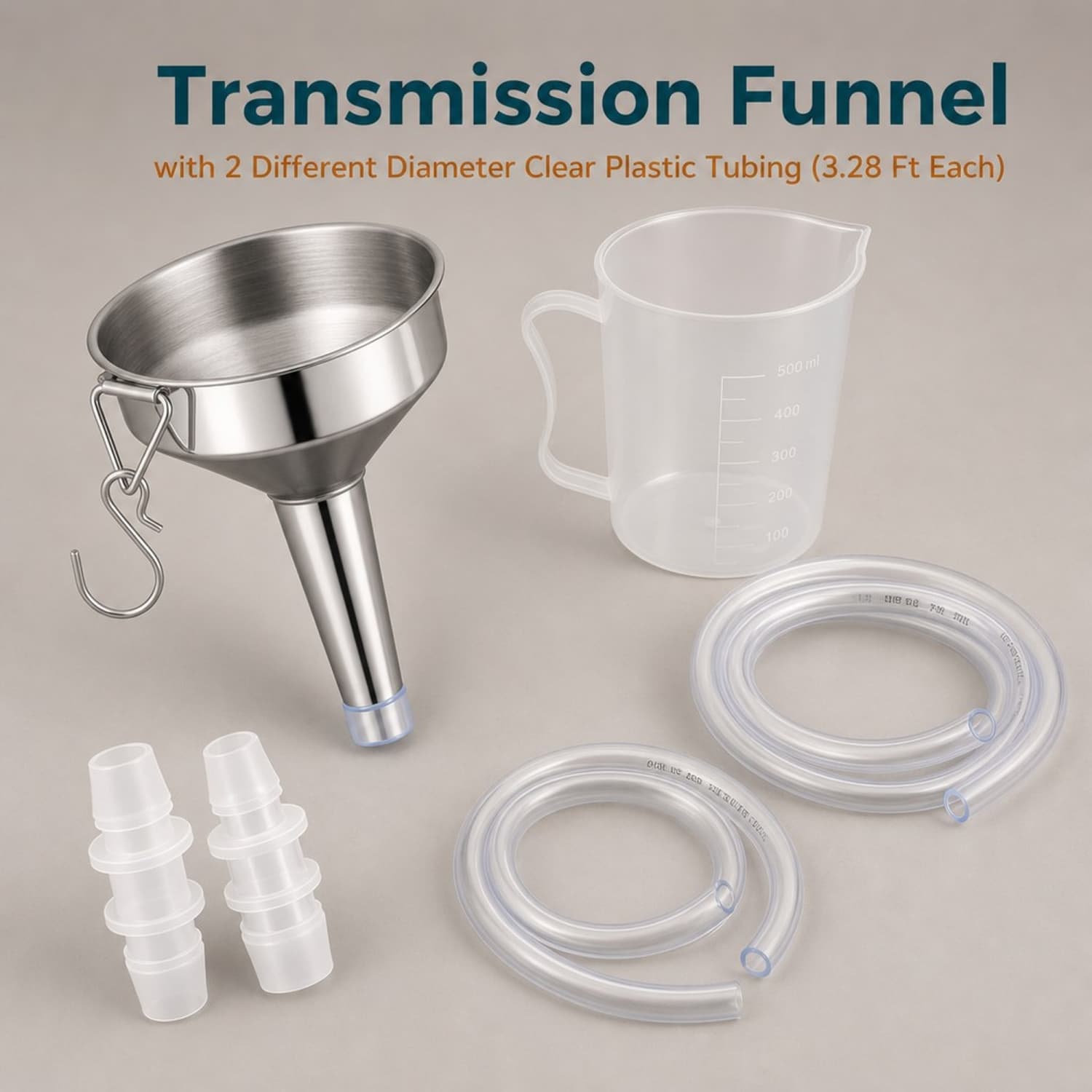 OGETFUUR 7 Pcs Oil Funnel Automotive Steel with Clear Plastic Tubing ...
