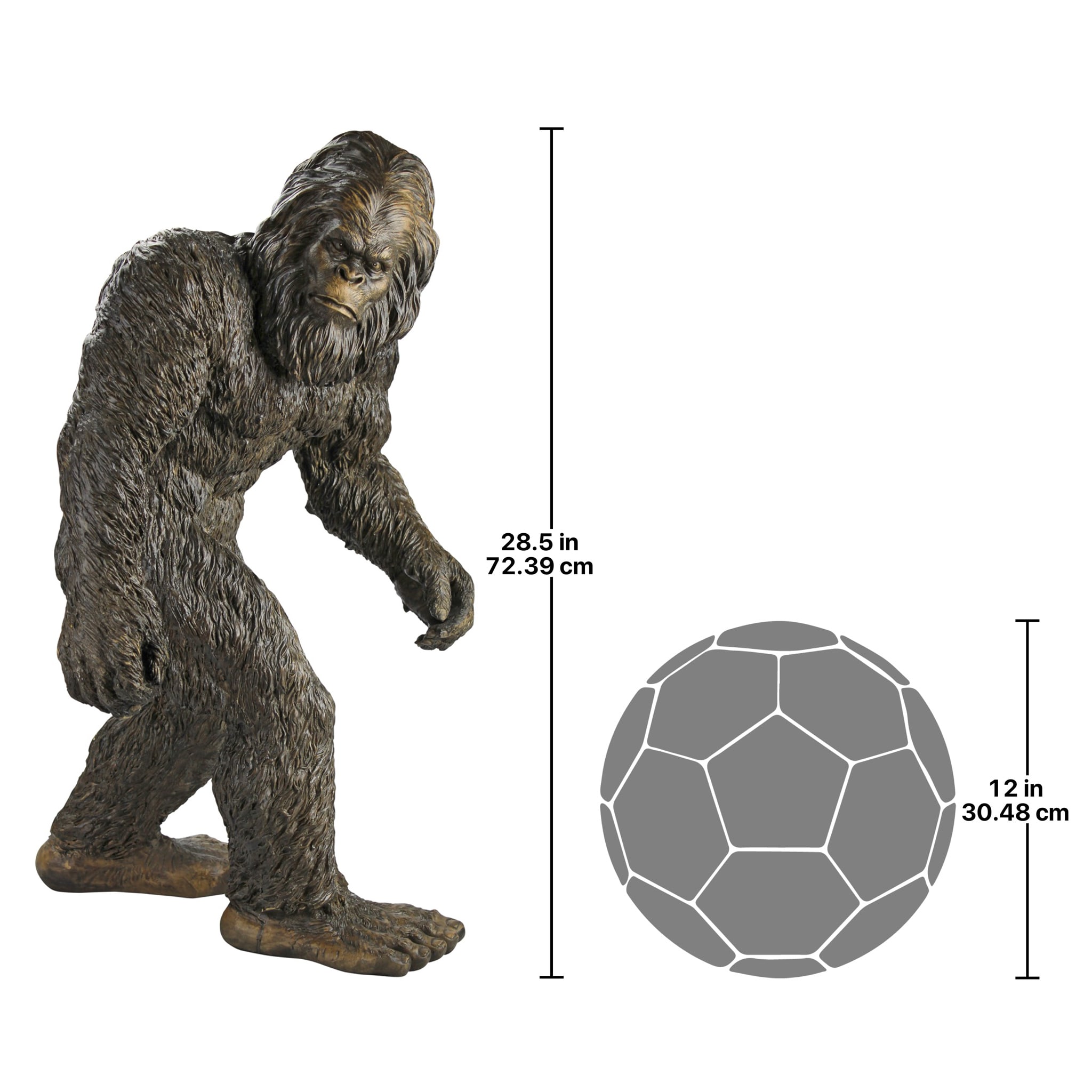 Design Toscano Bigfoot The Garden Yeti Statue, Brown, Large