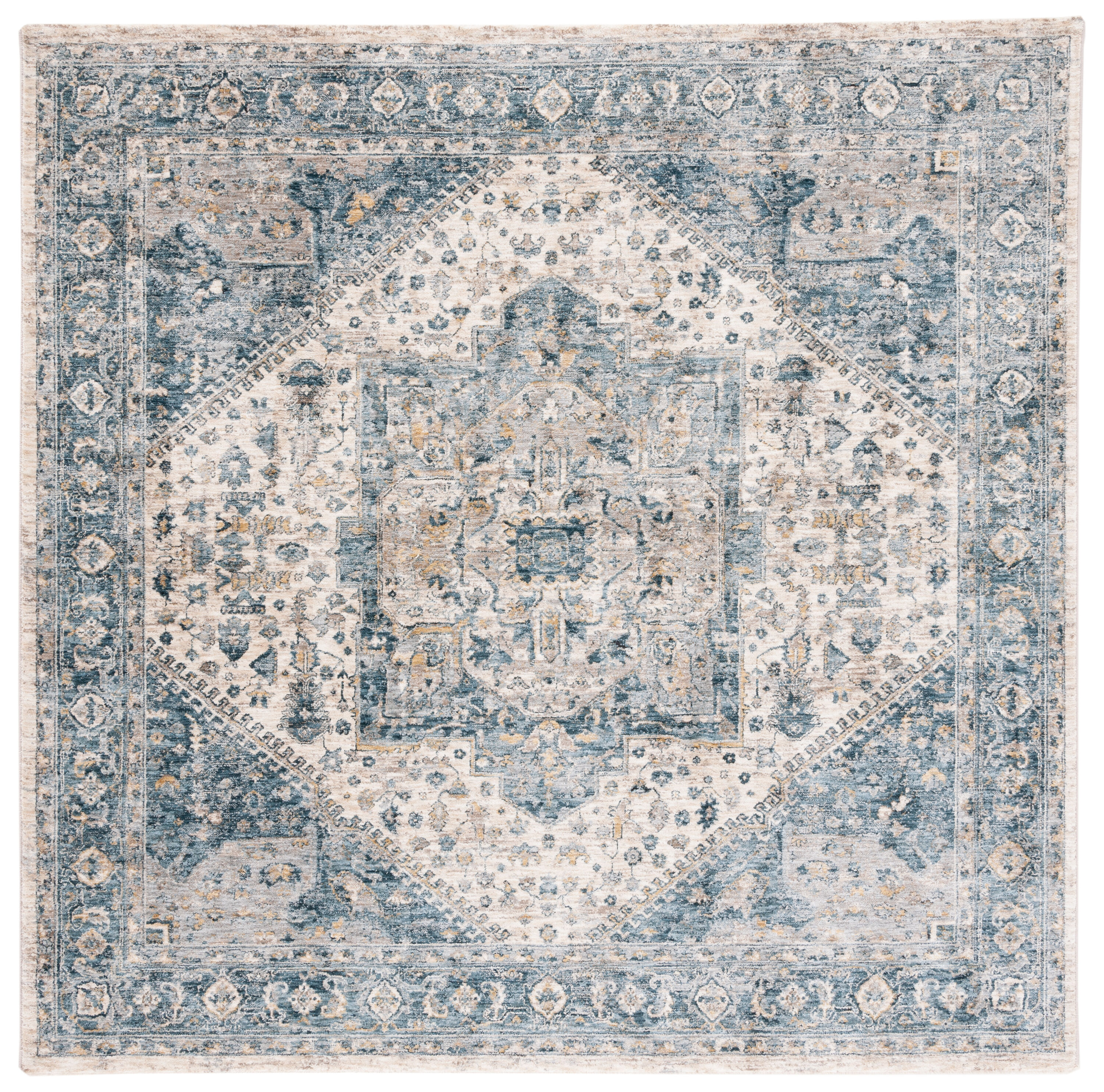 Valencia 568A Ivory/Blue 6 X 6 Area Rug
