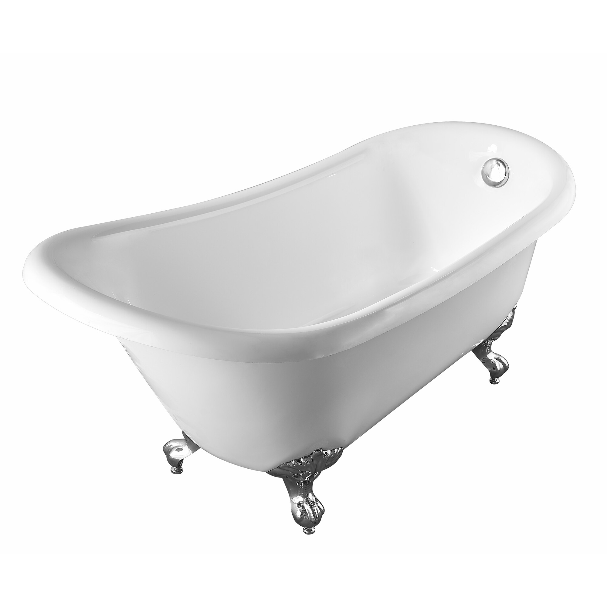 67" White Acrylic Clawfoot Freestanding Bathtub
