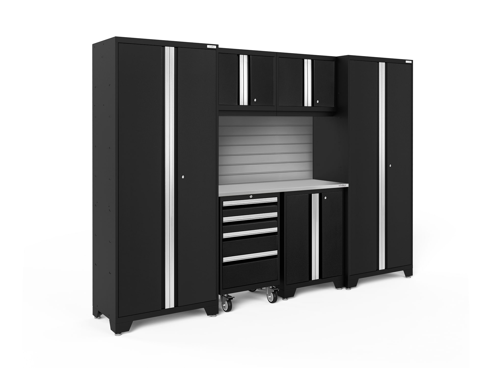 NewAge Products 63057 108-in W x 76.75-in H x 18-in D 6 -Cabinets Steel Black Garage Storage System