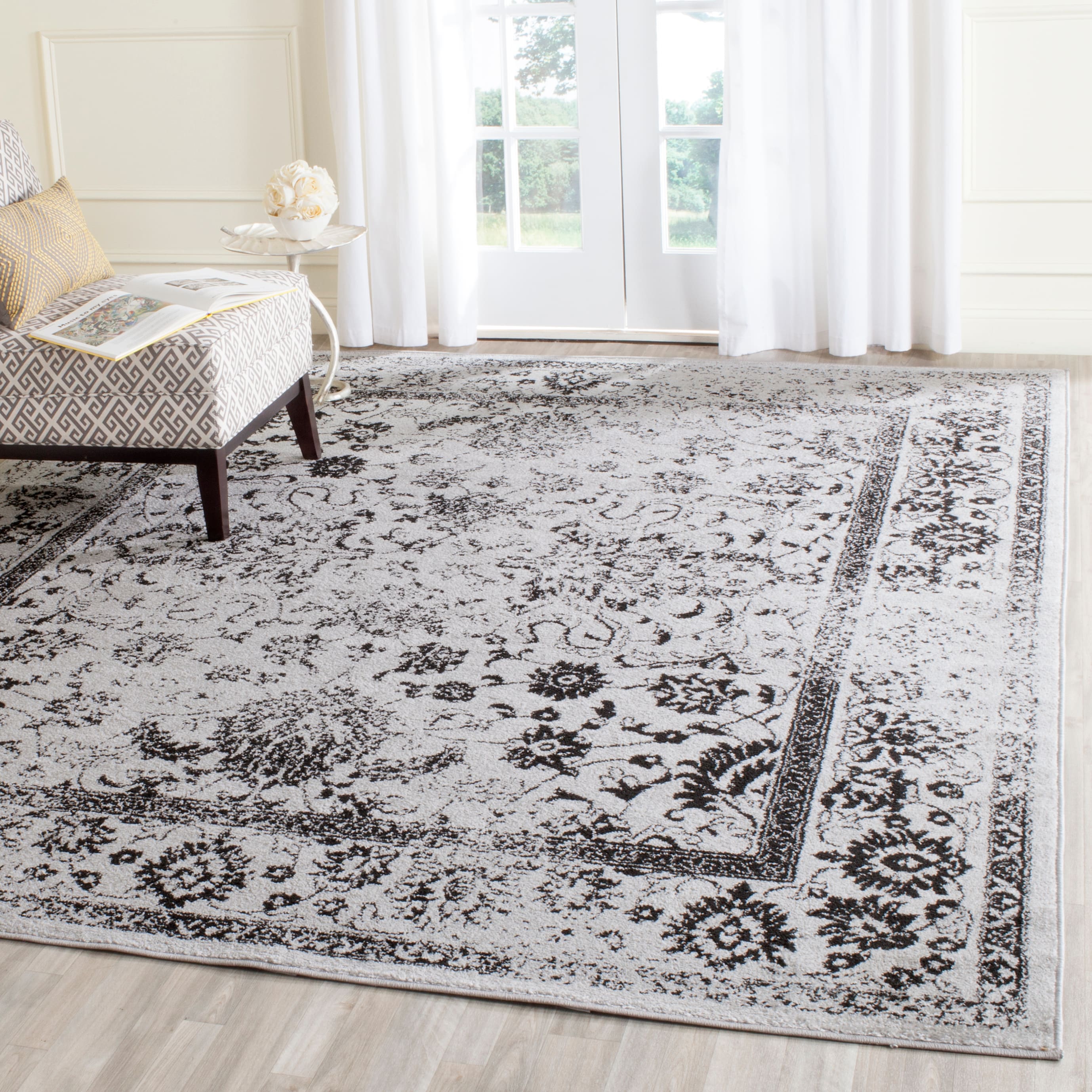 Safavieh Adirondack Kashan 9 X 12 Gray Black Indoor Distressed Overdyed 