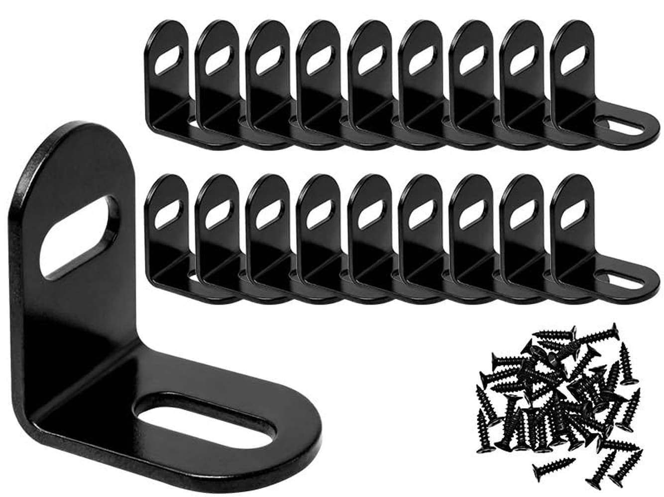 Ahfiwaso  Adjustable Wood Table Top Expansion Bracket Corner L Brackets Clips Fastener Connector Woodworking Hardware Black 20 Pieces