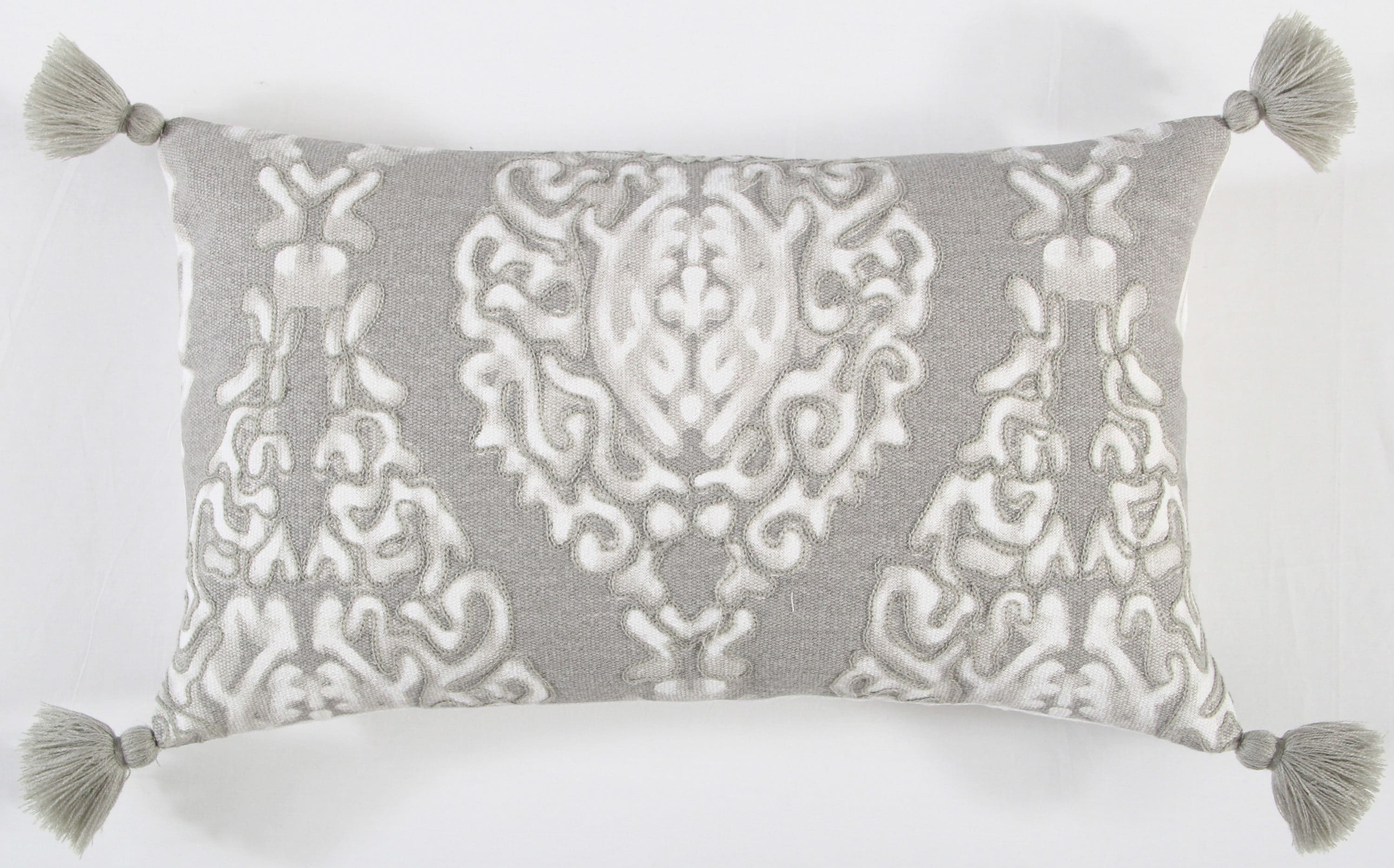 allen + roth T18874 Damask 11-in x 20-in Grey Damask Indoor Decorative Pillow
