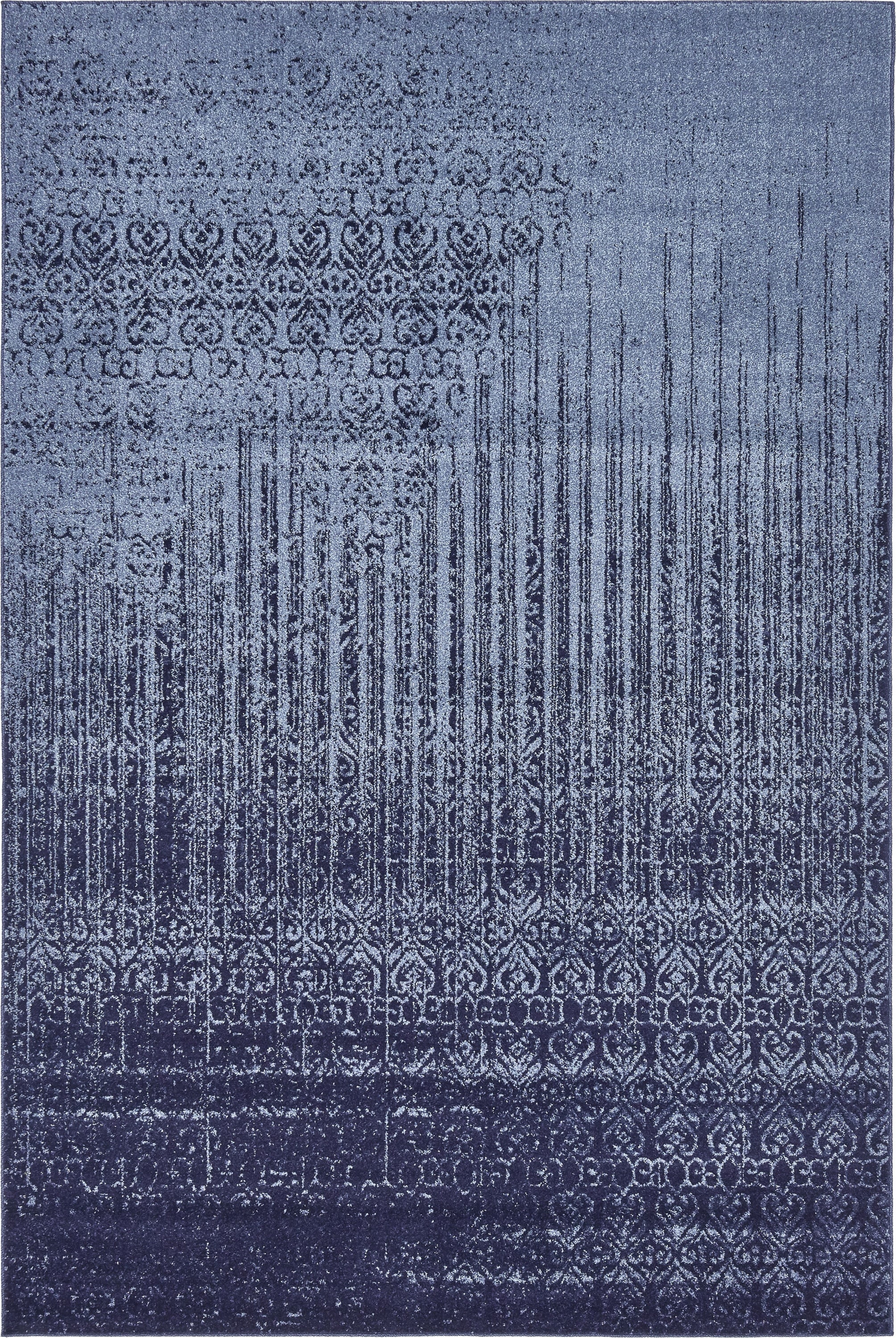 Blue Tufted Washable Reversible 6' x 9' Synthetic Rug