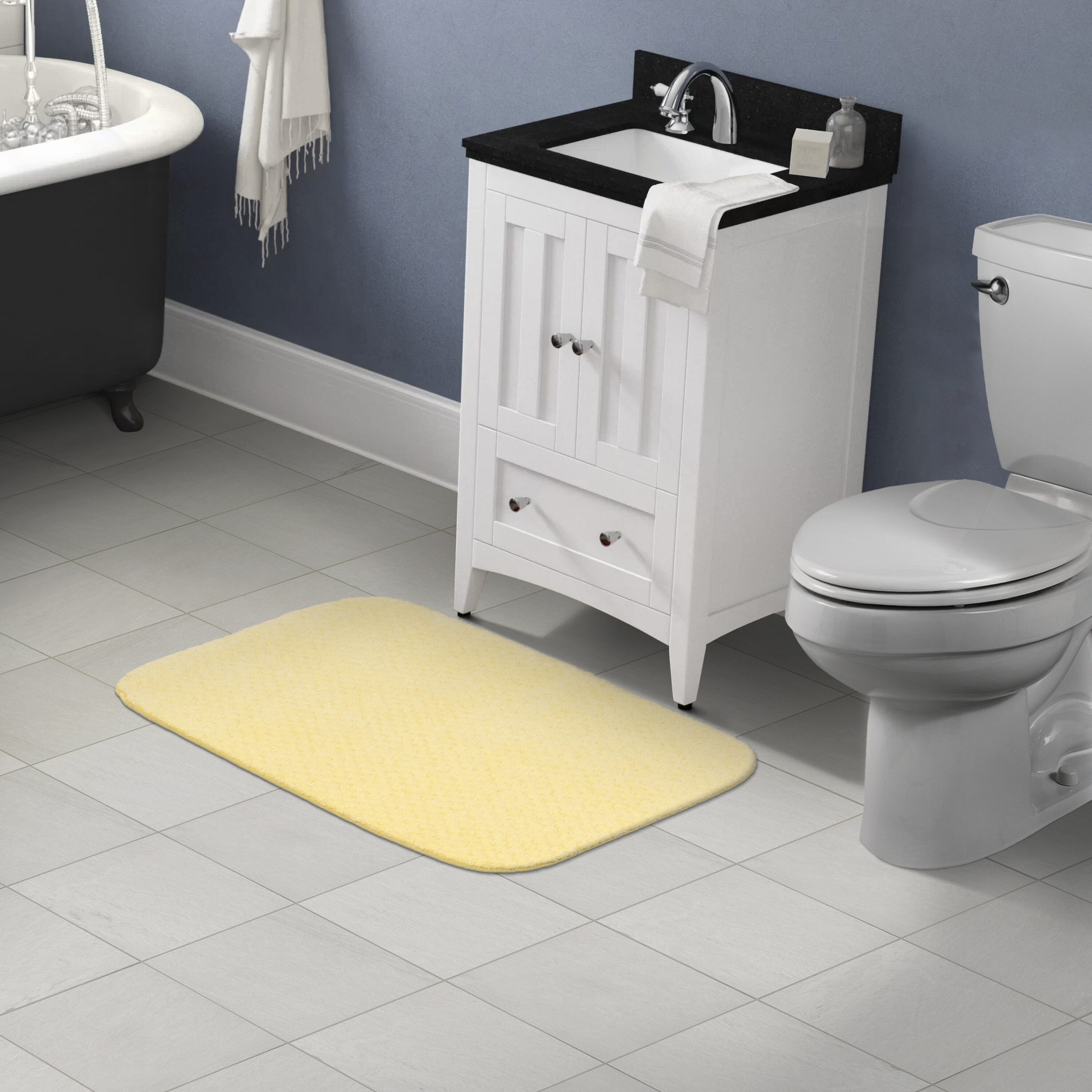 2-Piece Floor Bath Mat Anti-Slip Toilet Bathroom Rug Set Matching