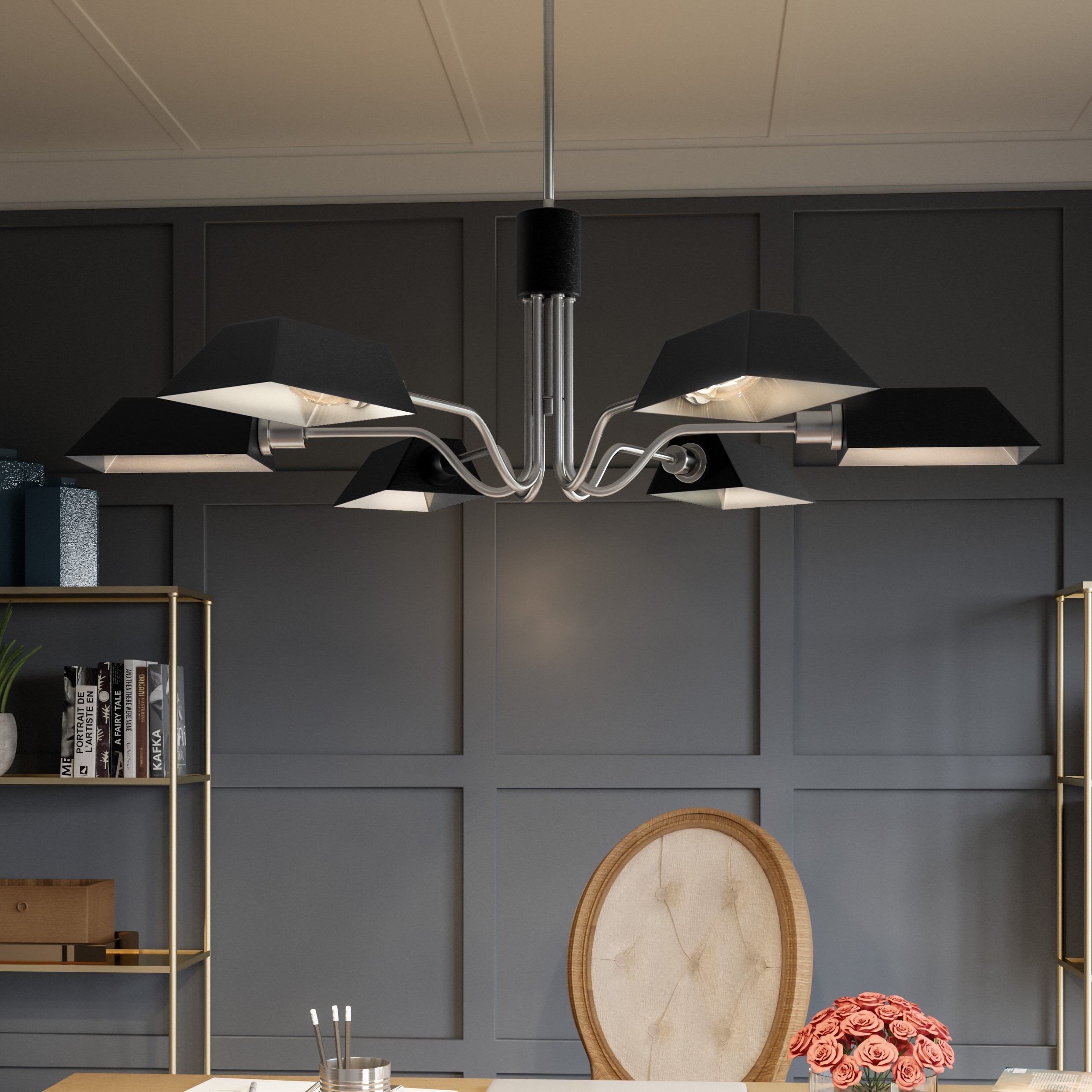 Quoizel QCH5350AN Sienna 6-Light Antique Nickel Traditional Damp Rated Chandelier