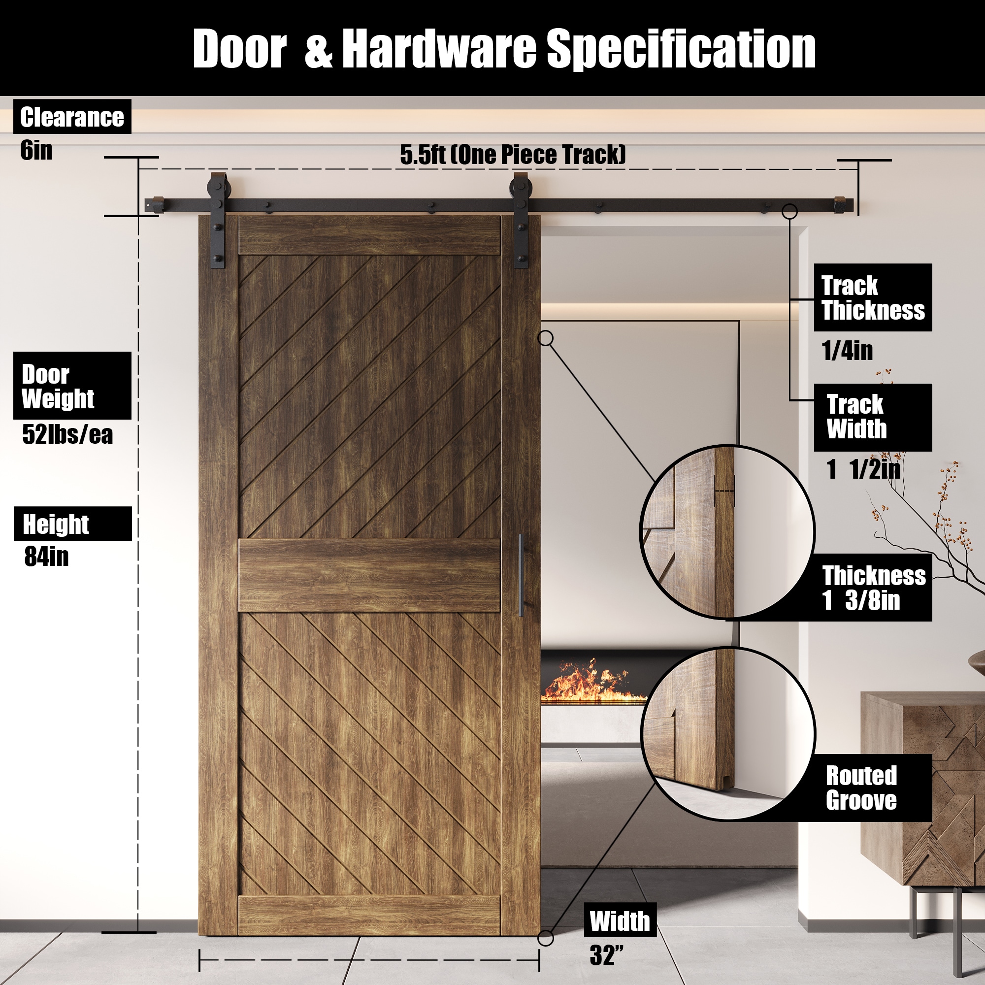 HOMACER YT1H066C-XT3-3284-WA Barn-Doors - View #2