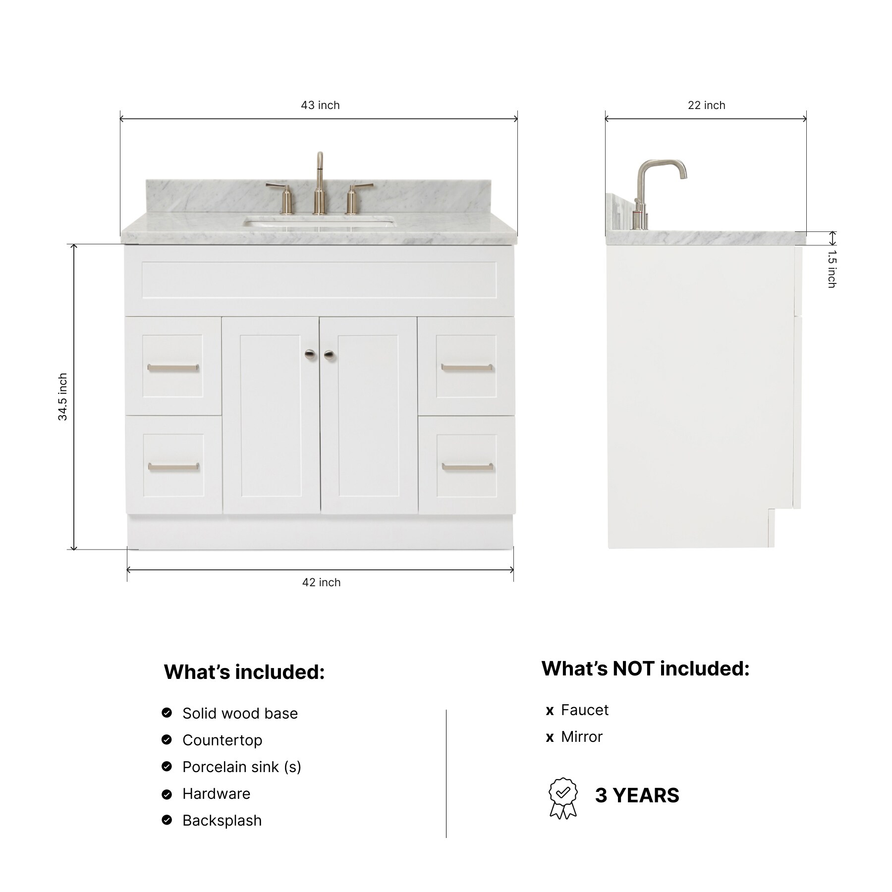 ARIEL F043SCWRVOWHT Bath-Vanity-Combo - View #3