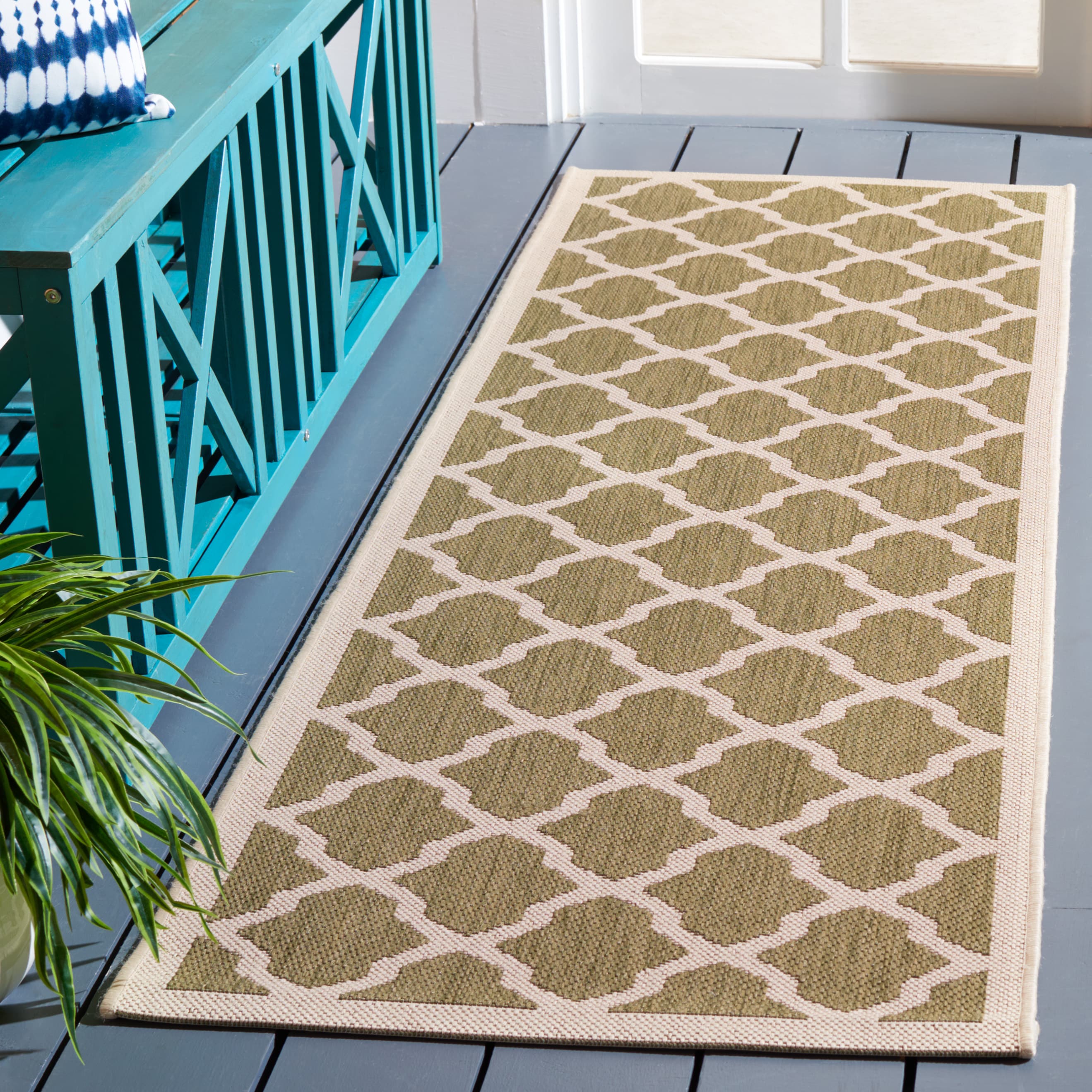 Skid-Resistant Carpet Runner Olive Green 27 in. x 14 ft.
