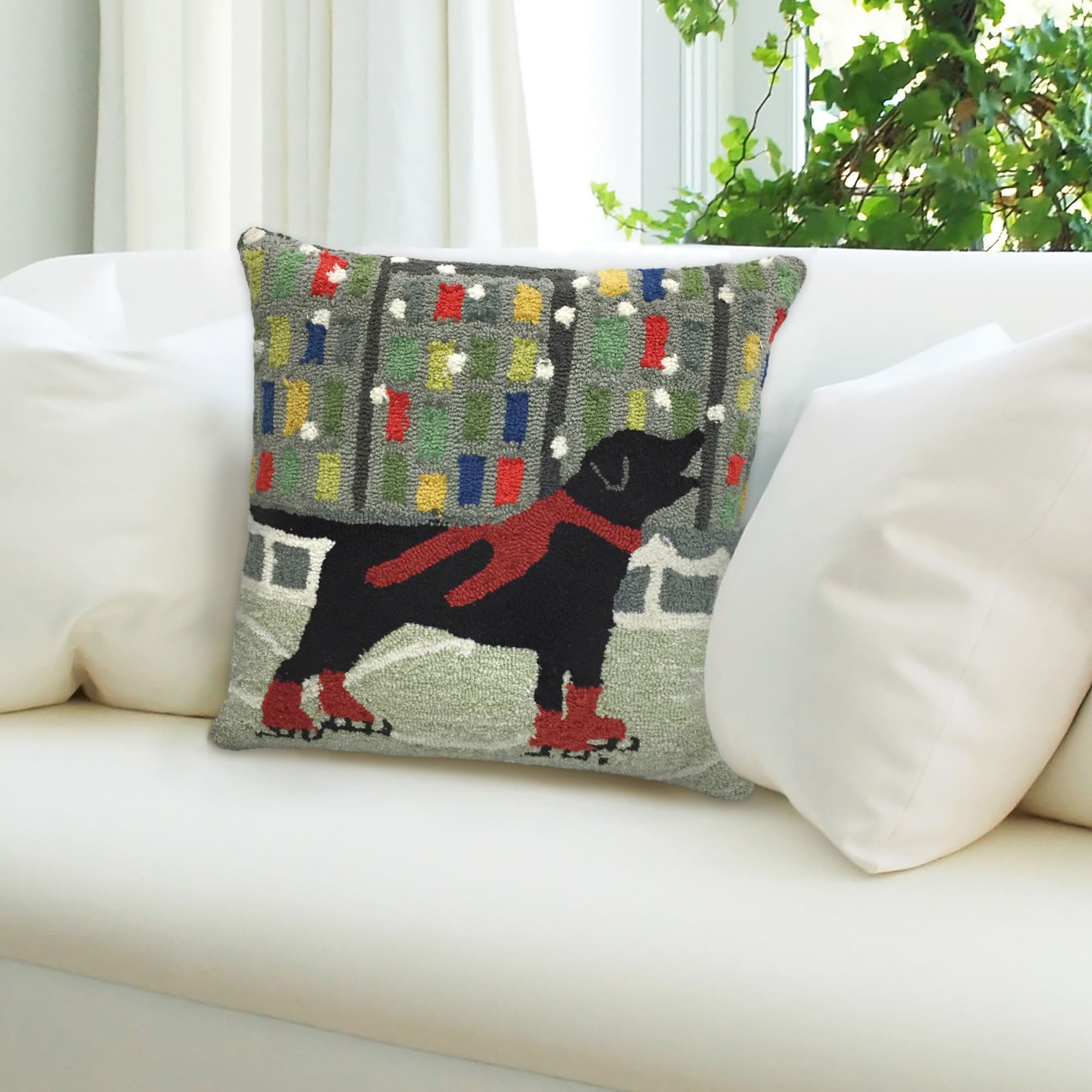 Liora Manne 7FP8S152624 Frontporch 18-in x 18-in Red Square Indoor Decorative Pillow